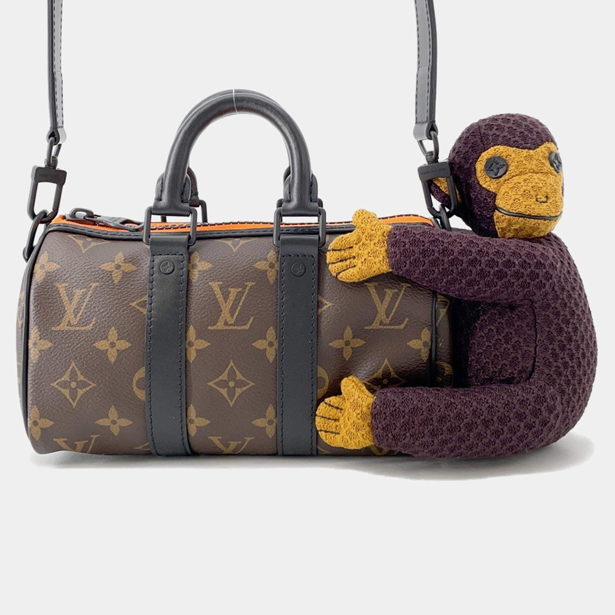 Pre Owned Louis Vuitton Lv Friend Monkey Keepall Brown Monogram Size XS
