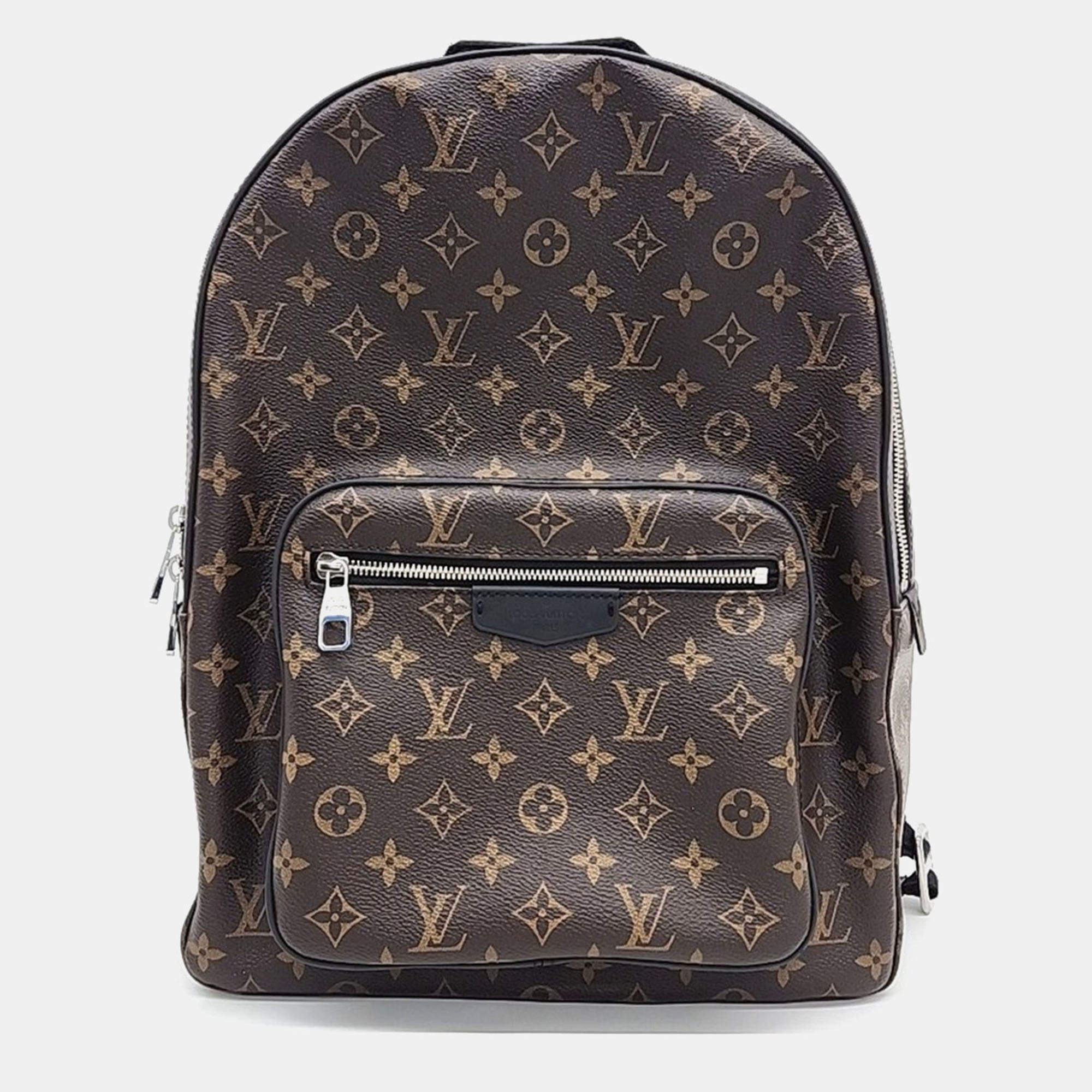Pre Owned Louis Vuitton Black, Brown Coated Canvas Makassar Josh Backpack
