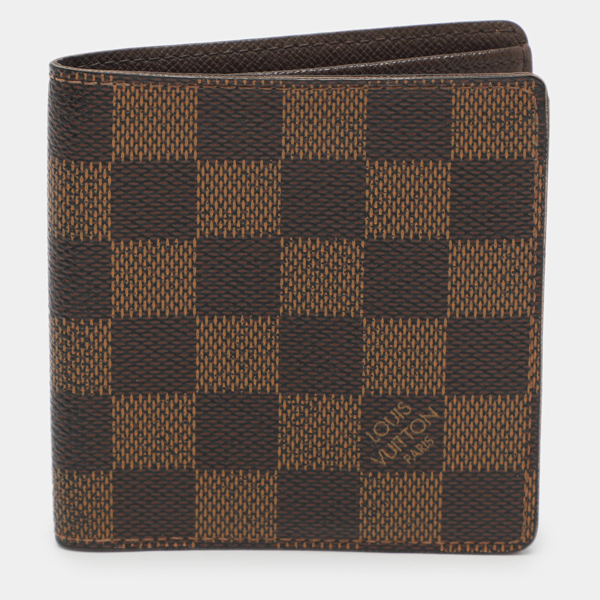 Pre Owned Louis Vuitton Damier Ebene Canvas Bifold