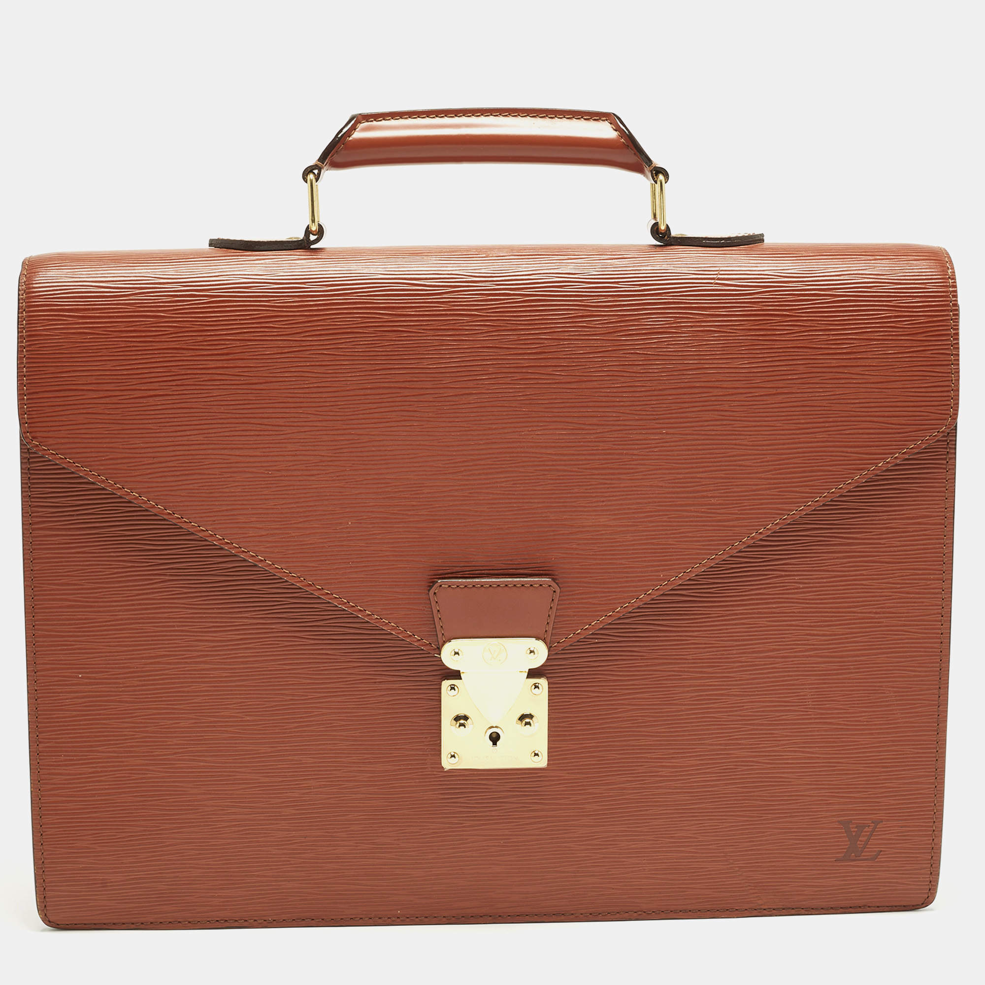 Pre Owned Louis Vuitton Serviette Conseiller Cipango Gold Epi Leather Briefcase Bag