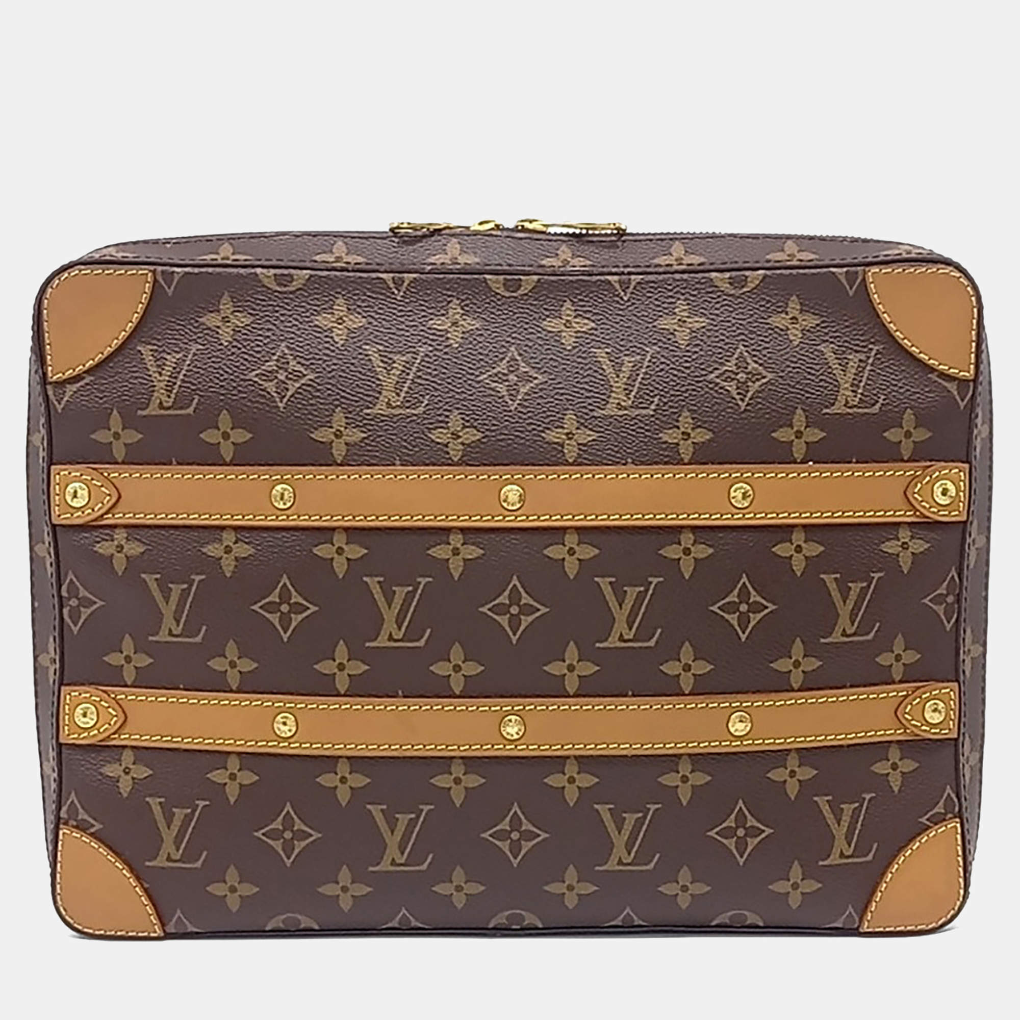 Pre Owned حقيبة ماسنجر لوي فيتون بنية قماش مغلف و جلد سوفت ترانك