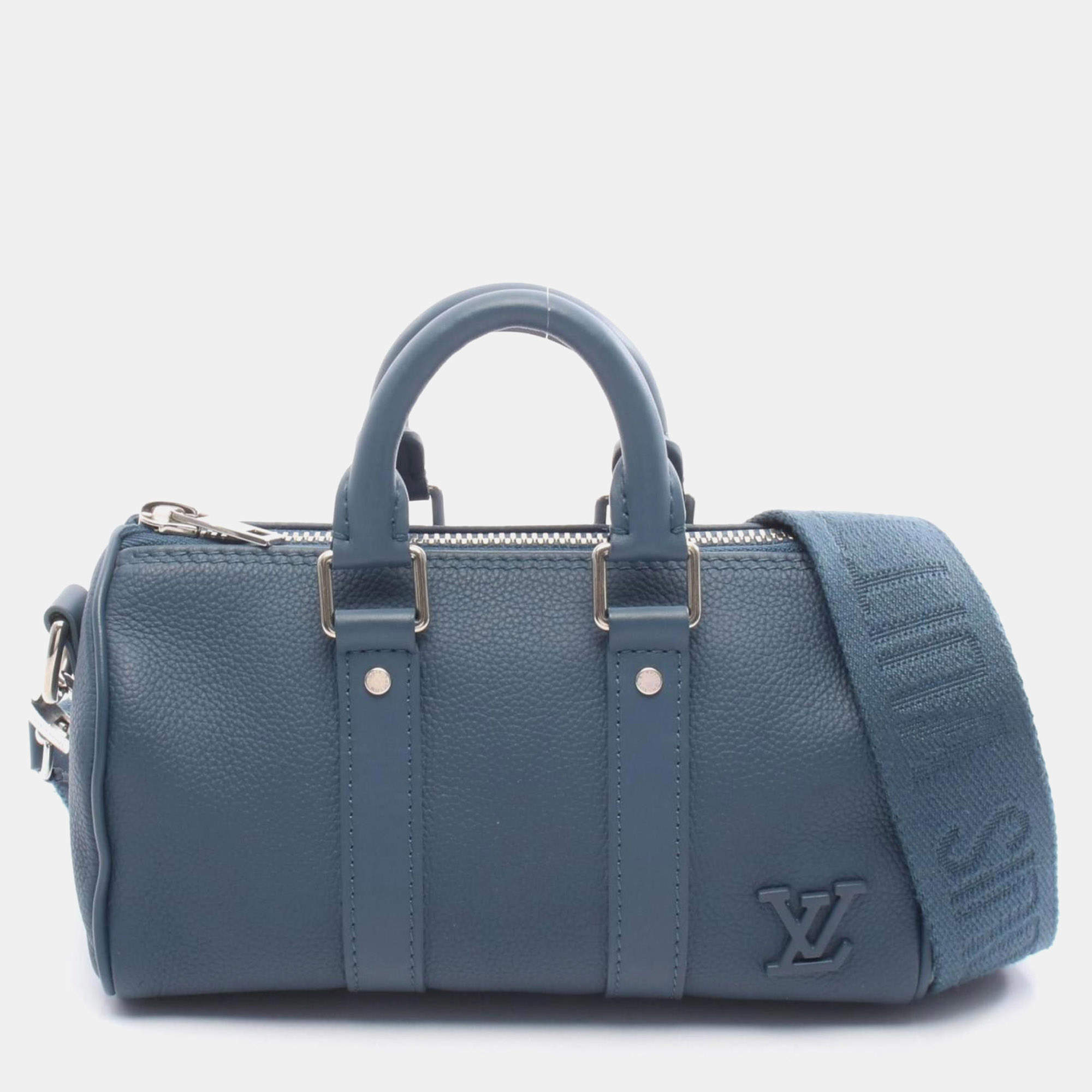 مملوكة مسبقًا Louis Vuitton Keepall Xs Lv Aerogramme Handbag Leather Blue
