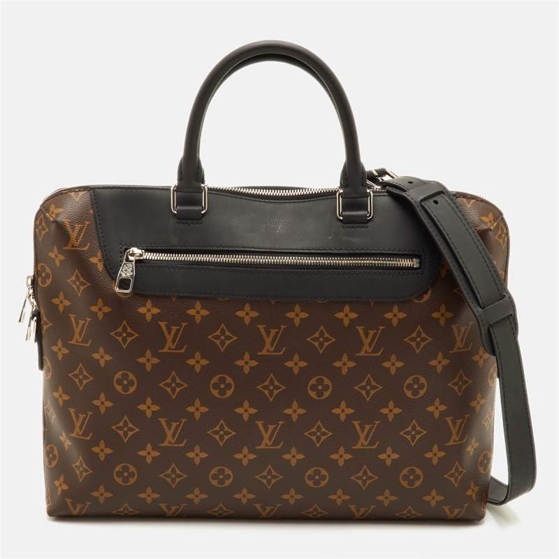 Pre Owned حقيبة مستندات لوي فيتون كانفاس مونوجرام ماكاسار وجلد