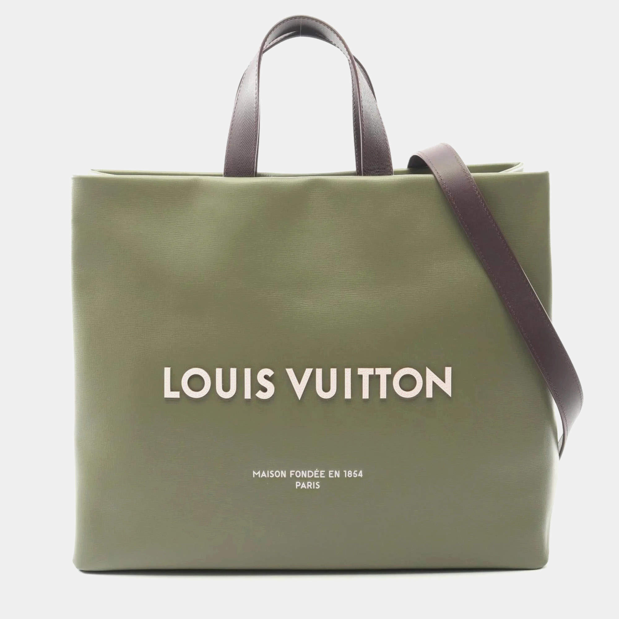 مملوكة مسبقًا حقيبة لويس فيتون شوبير توت إم جلد كاكي