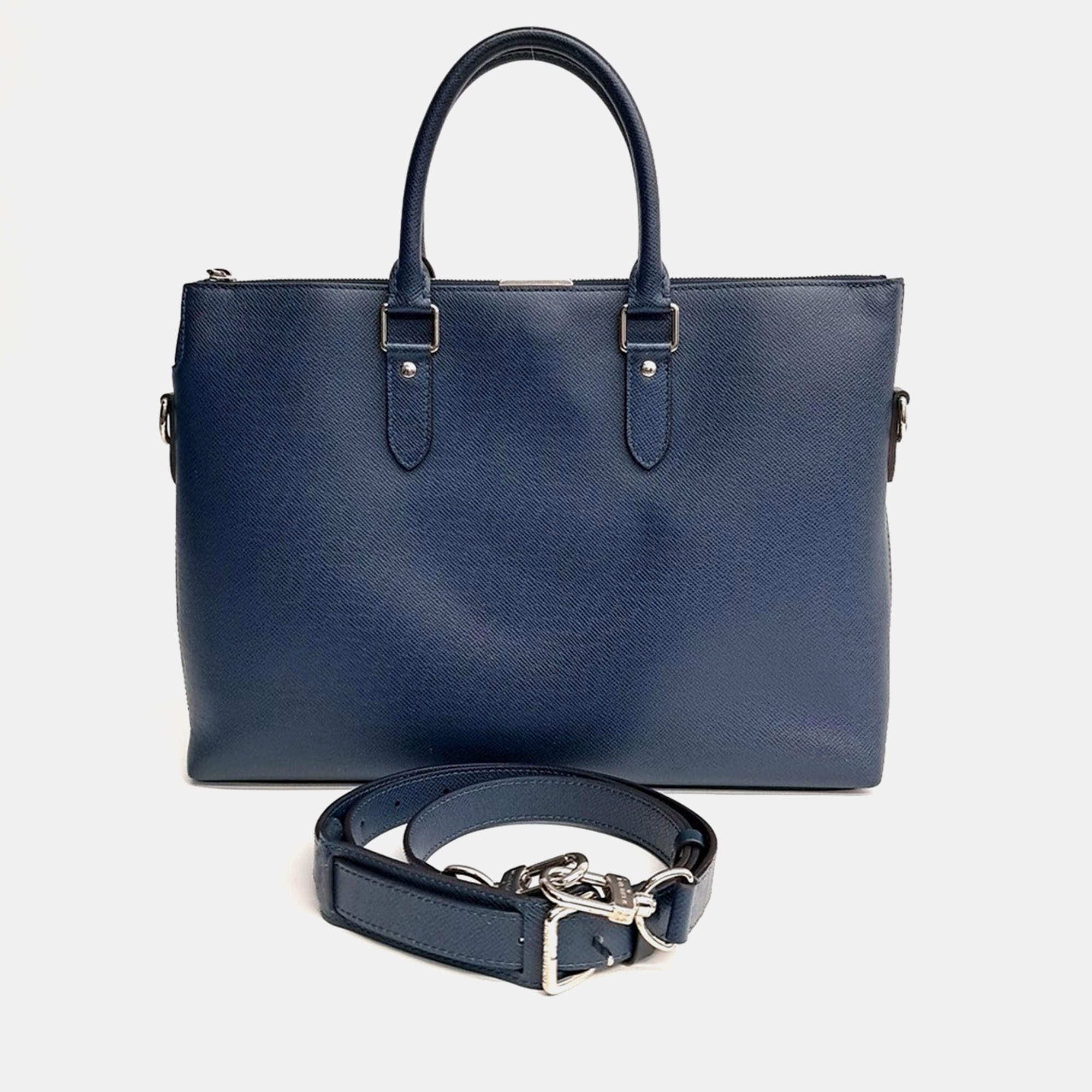 Pre Owned Louis Vuitton Navy Blue Leather Taiga Anton Briefcase