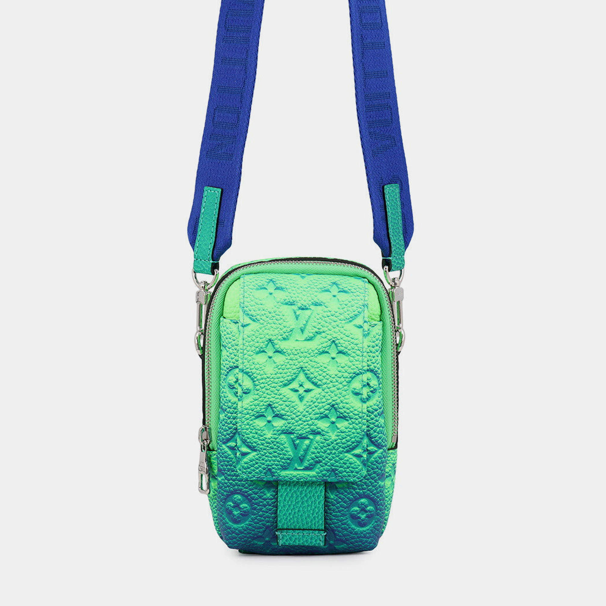 Pre Owned Louis Vuitton Double Phone Pouch Illusion Blue/Green Taurillon Leather