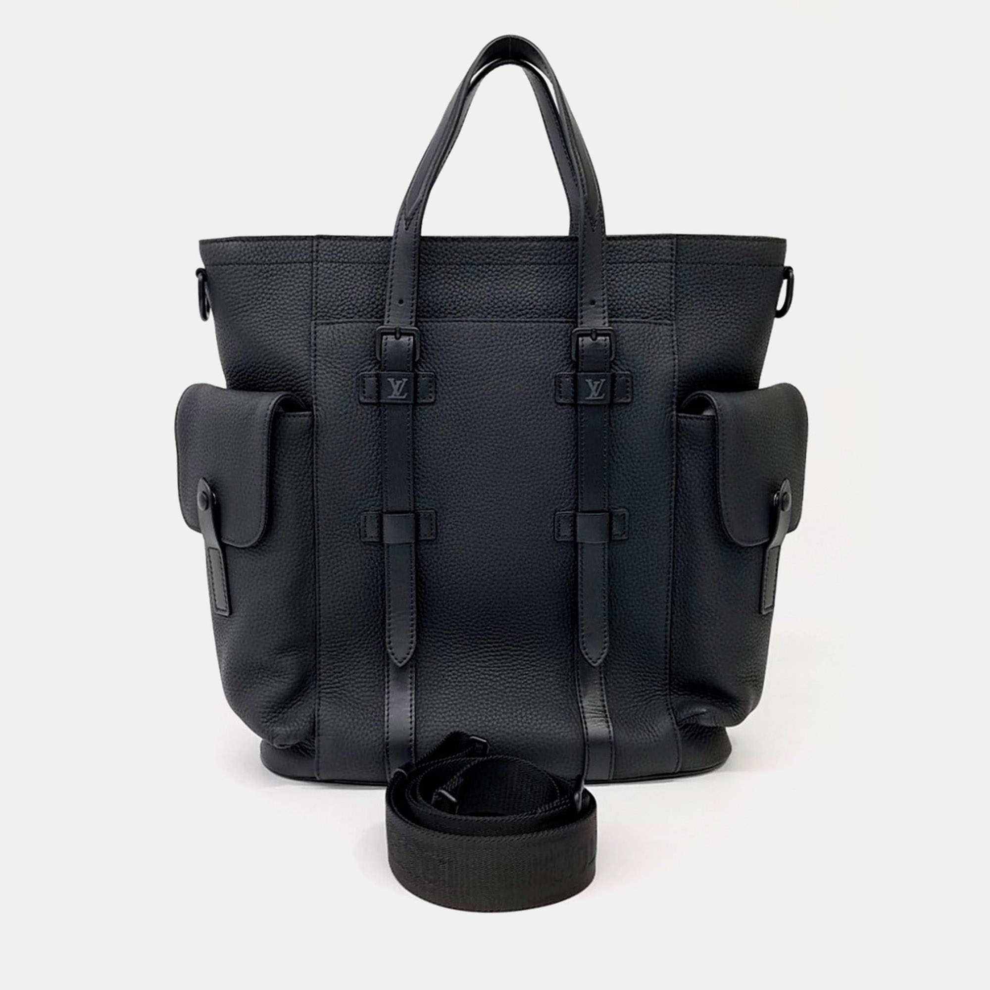 Pre Owned Louis Vuitton Black Leather Christopher Tote Bag