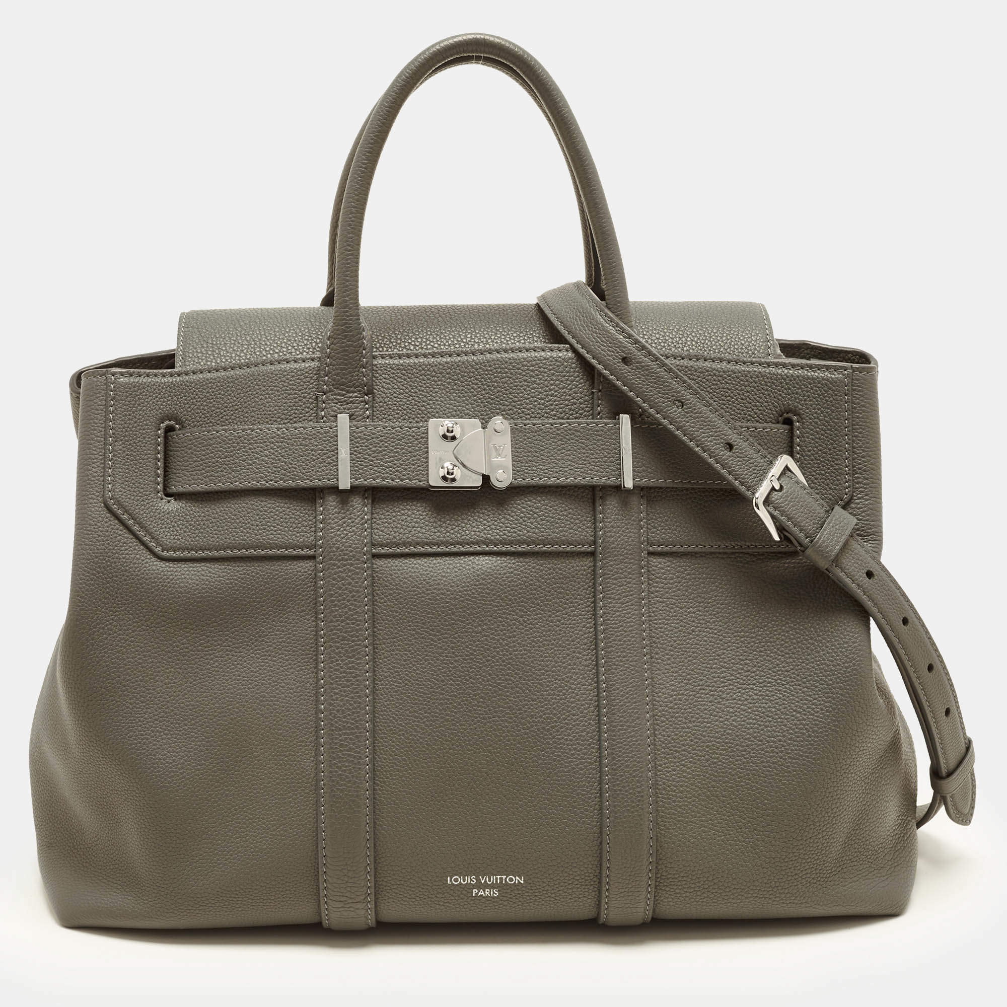مملوكة مسبقًا Louis Vuitton Georges MM Khaki Millesime Leather Tote