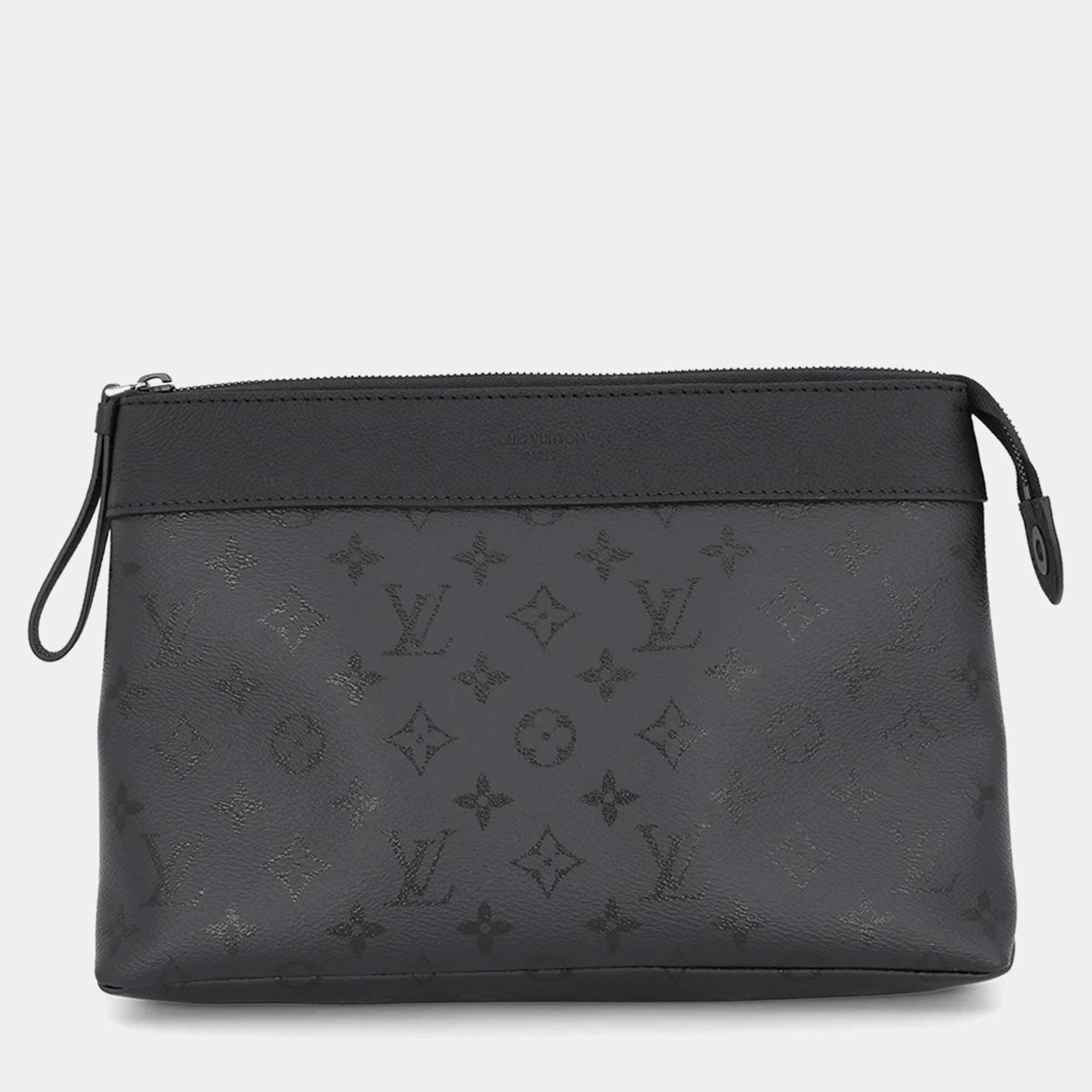 Pre Owned Louis Vuitton Pochette Voyage Souple Monogram Midnight Coated Canvas Pouch Bag