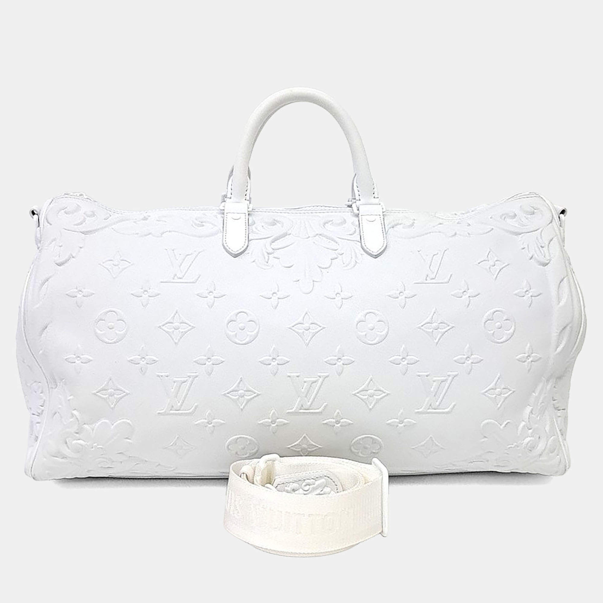 مملوكة مسبقًا Louis Vuitton White Leather Ornament Keepall 50
