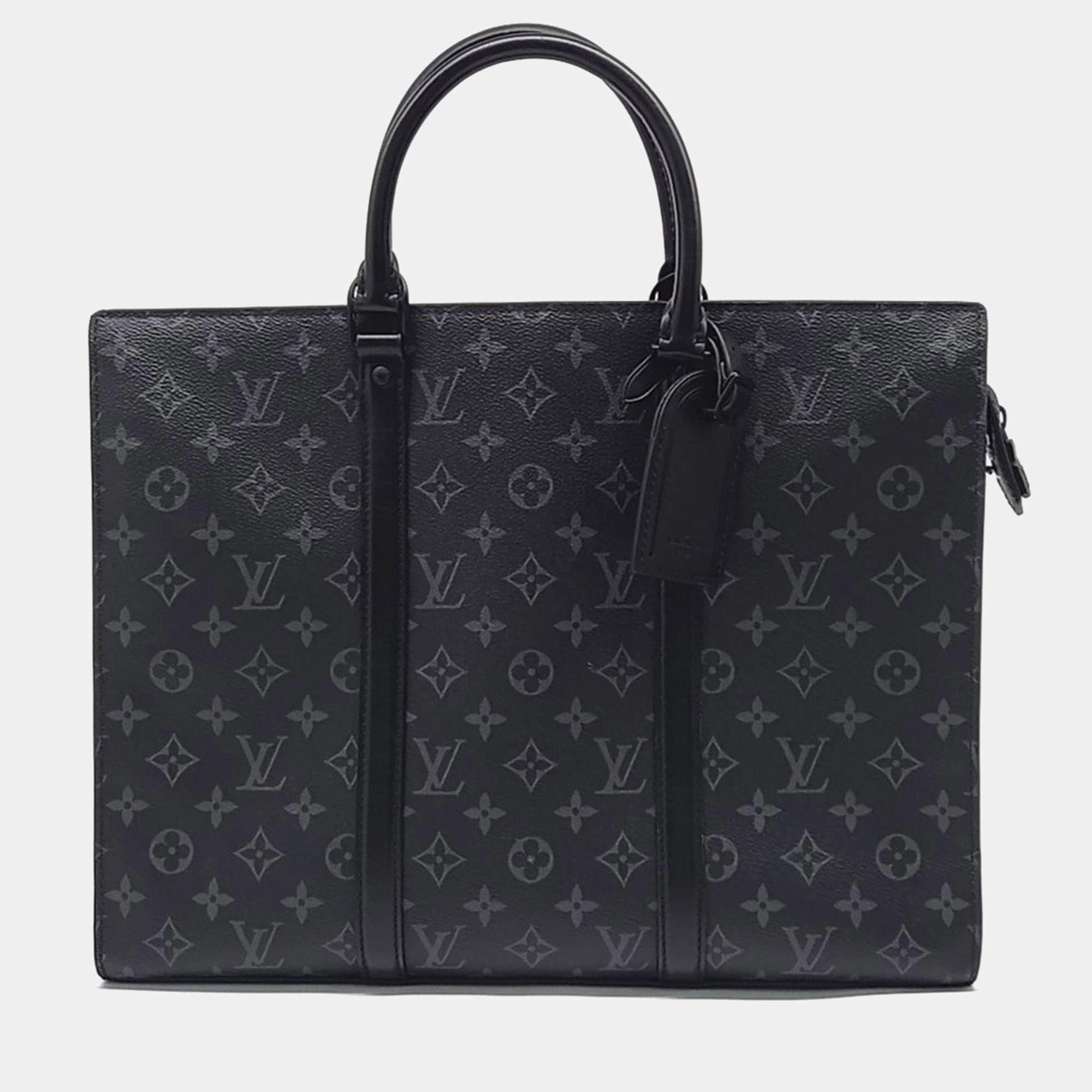 Pre Owned Louis Vuitton Black PVC Eclipse Sac Plat Horizontal Zippo