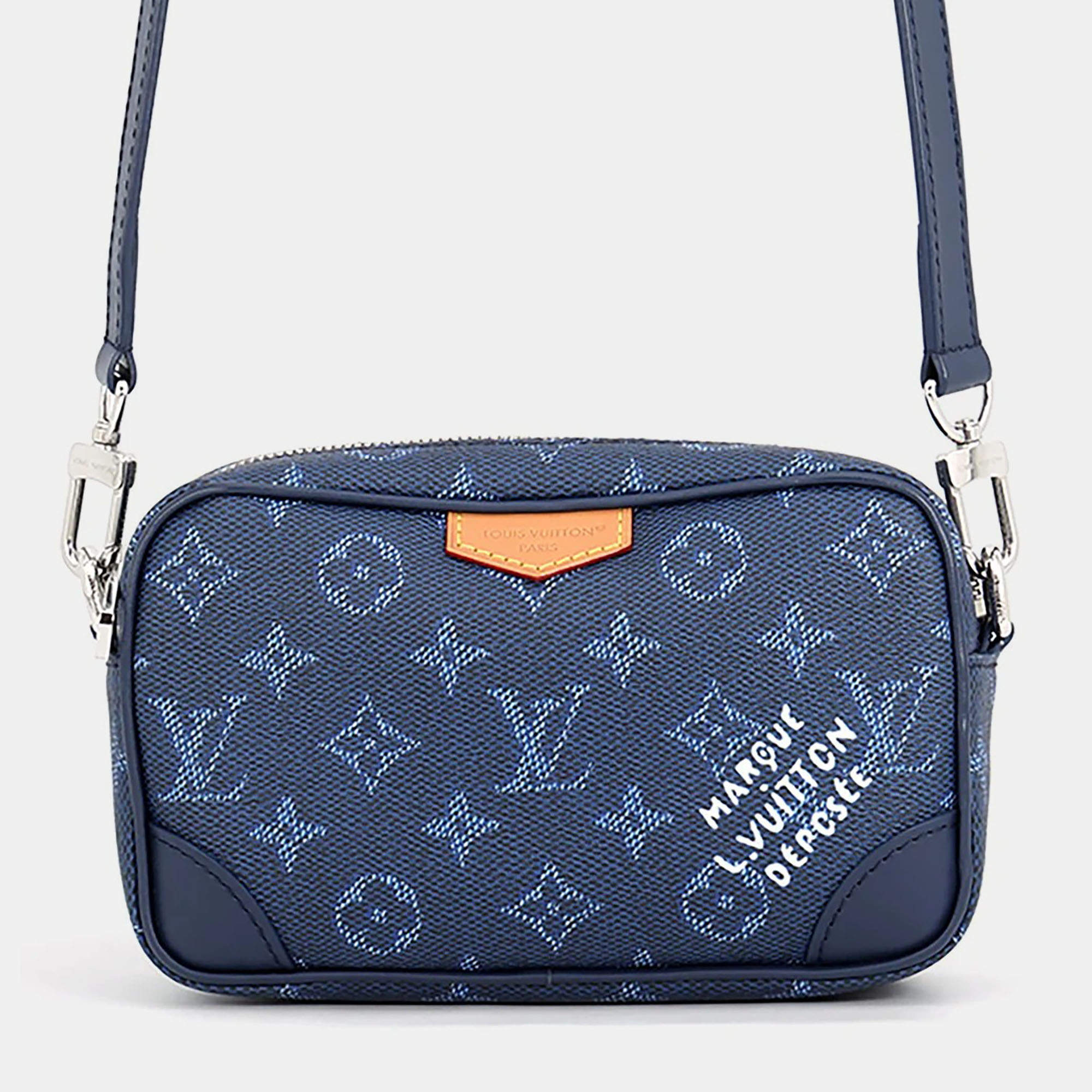 Pre Owned Louis Vuitton Trocadero Wearable Wallet Ocean Blue Monogram Canvas Crossbody Bag