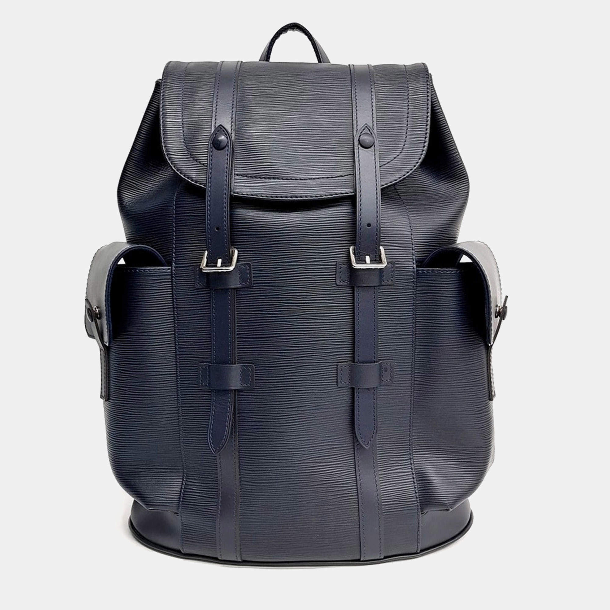 Pre Owned Louis Vuitton Navy Blue Leather Epi Christopher Backpack