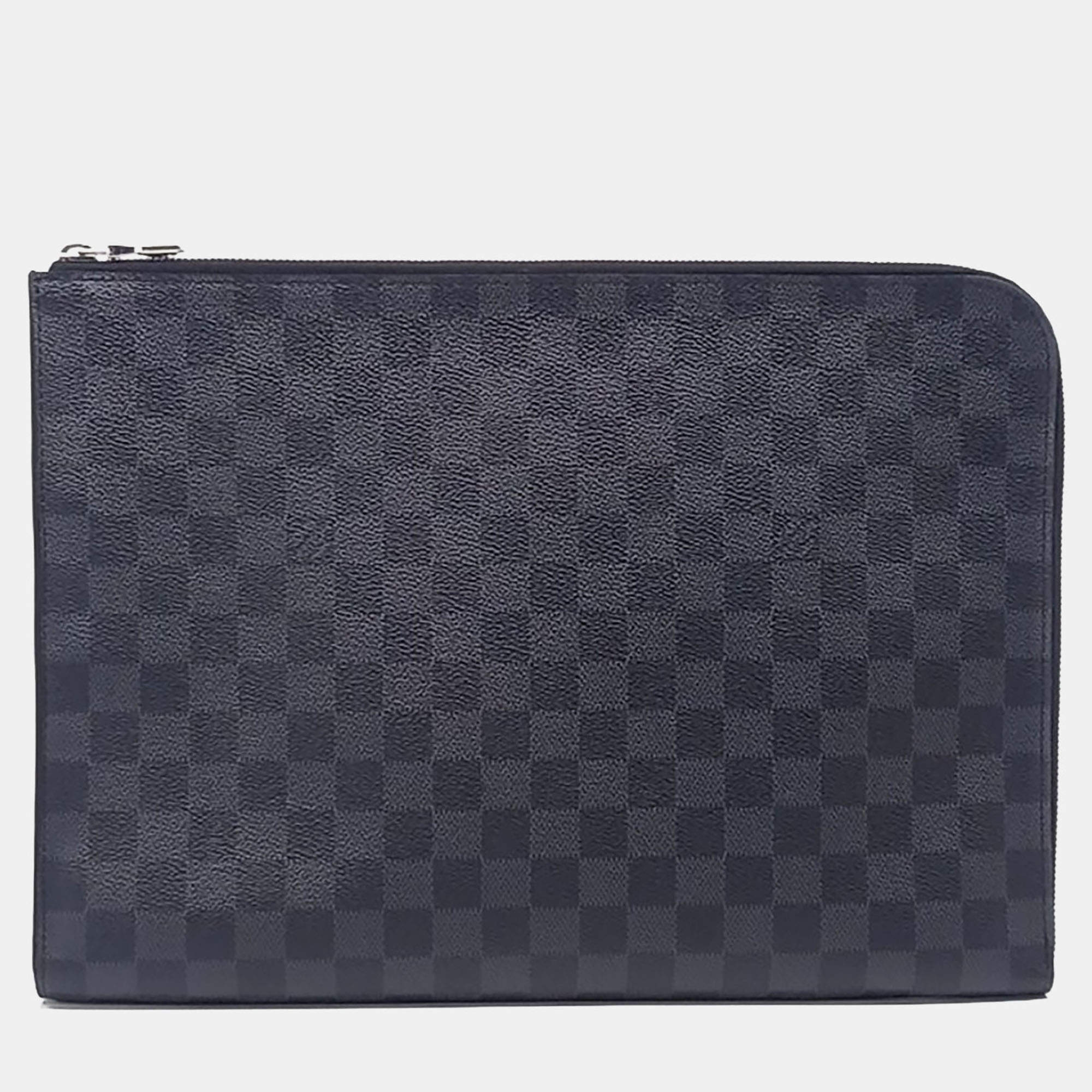 Pre Owned Louis Vuitton Graphite Pochette Jour Grey Canvas GM