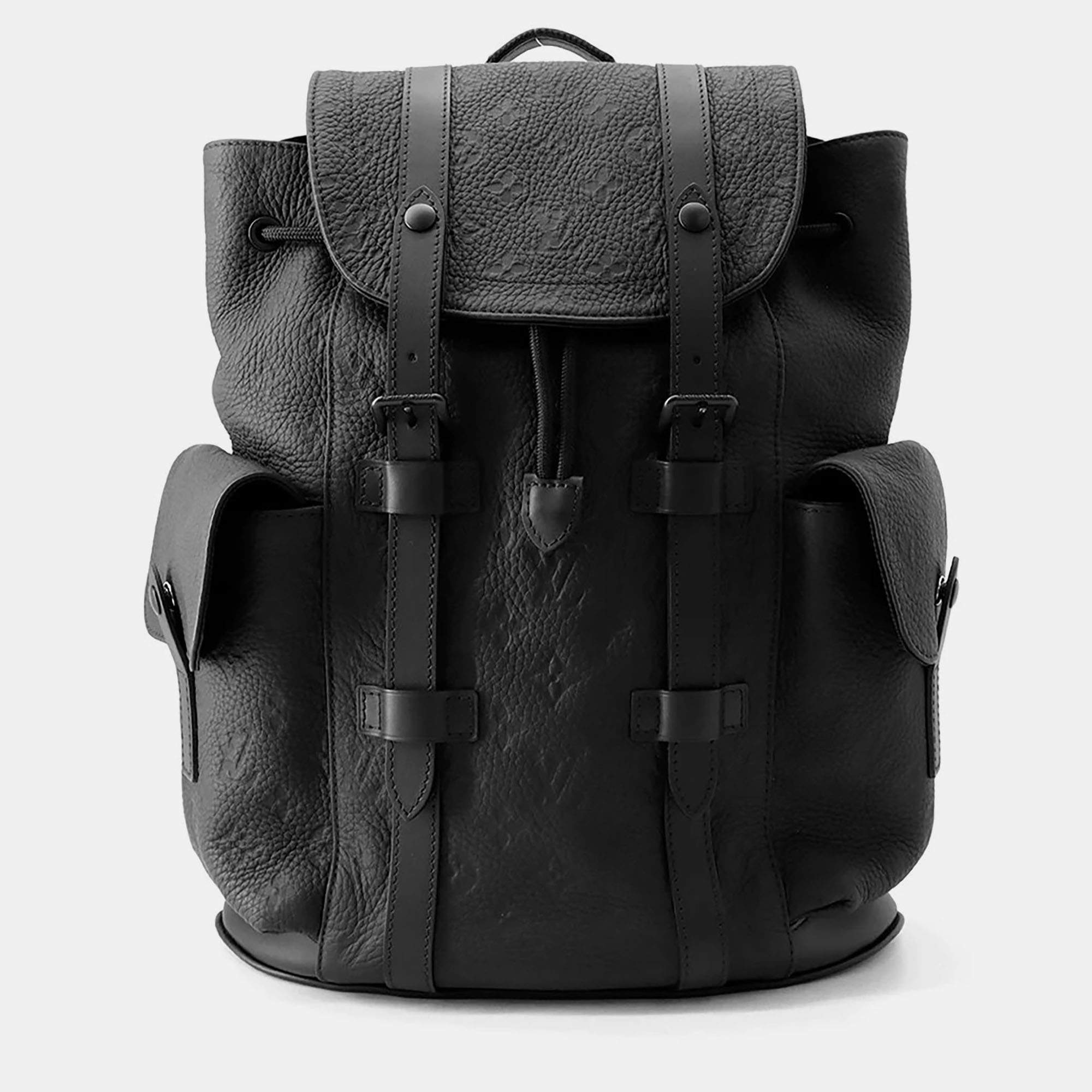 Pre Owned Louis Vuitton Christopher PM Noir Monogram Taurillon Leather Backpack Bag