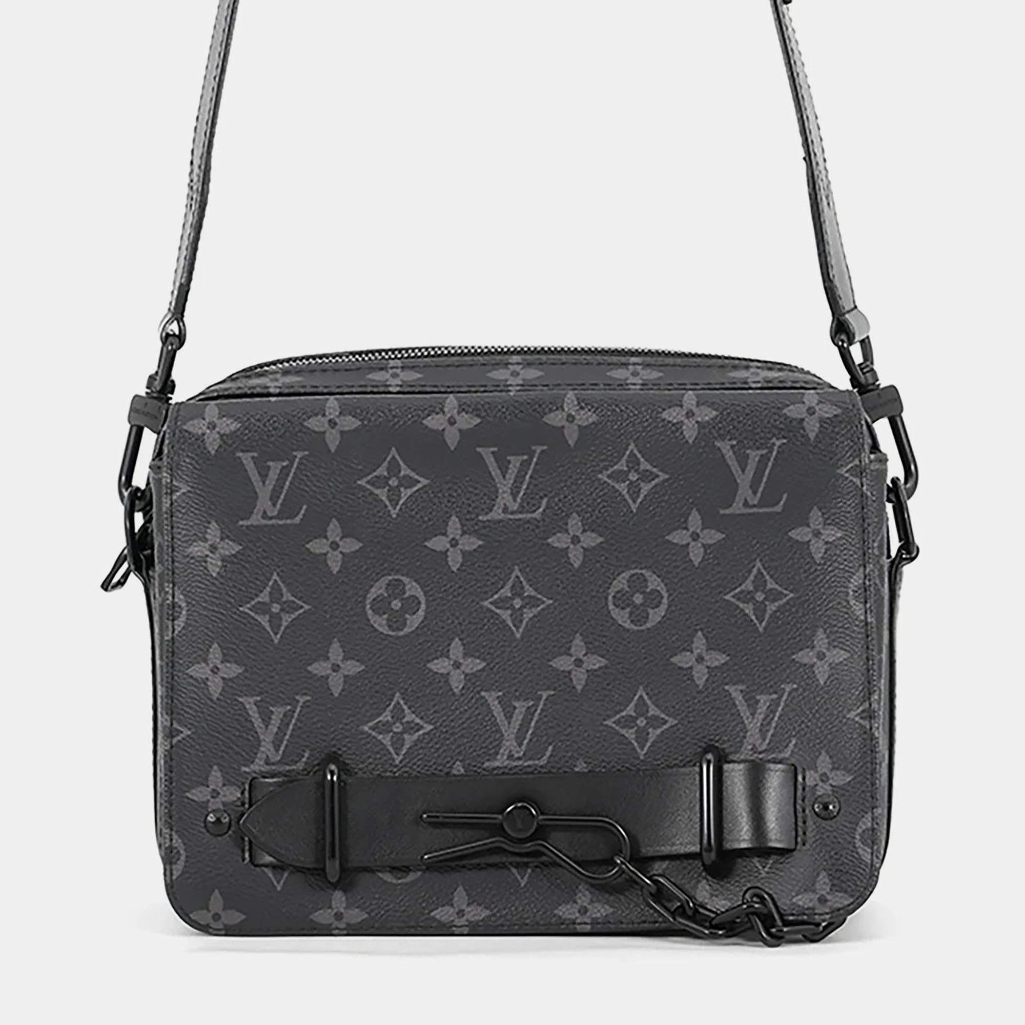 Pre Owned Louis Vuitton Steamer Messenger Noir M45585 Monogram Eclipse Canvas Shoulder Bag