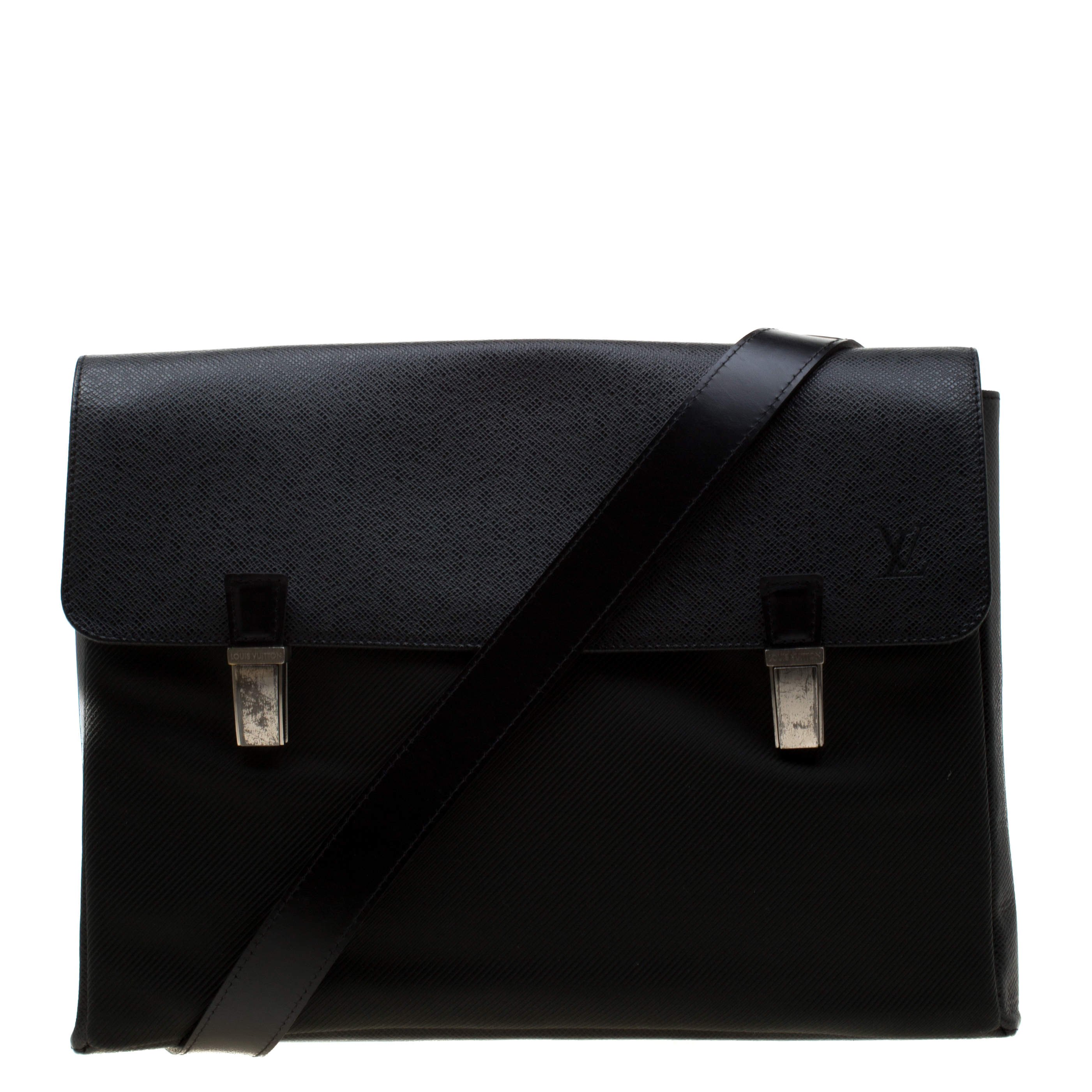 Louis Vuitton Black Fabric and Taiga Leather Saratov GM Messenger Bag
