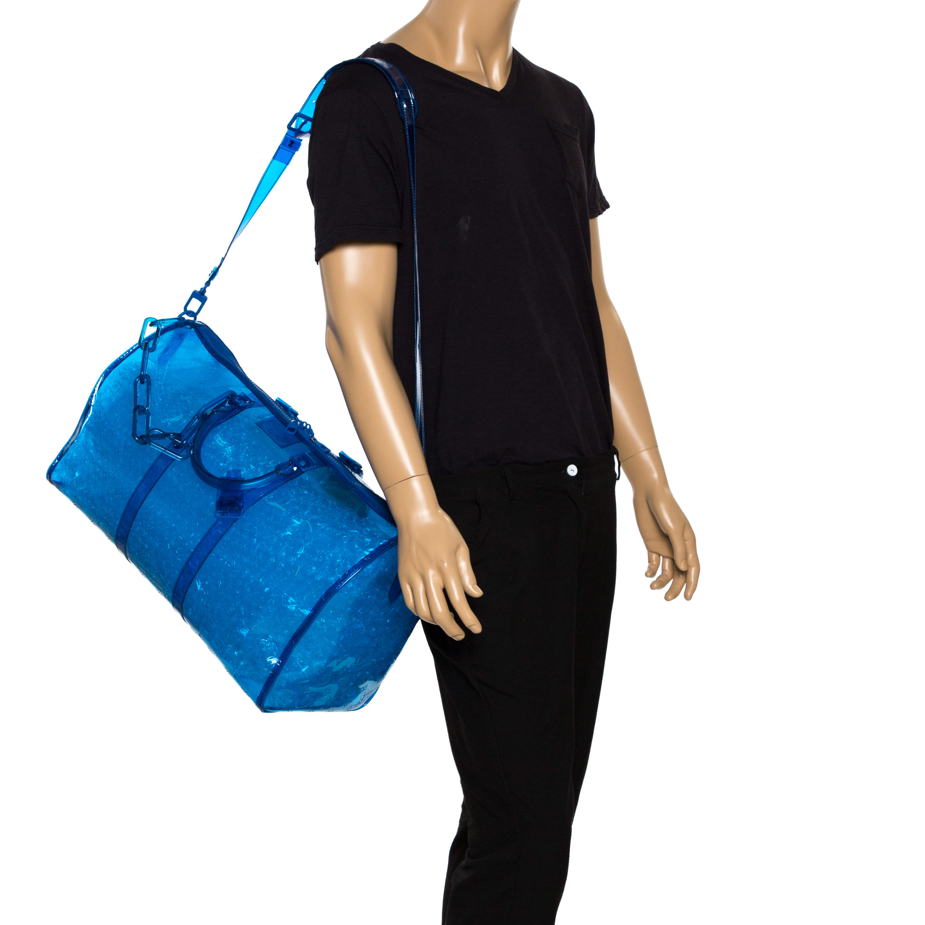 FWRD Renew Louis Vuitton Monogram Keepall Bandouliere 50 Weekend Bag in  Blue