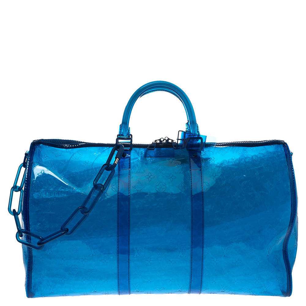 Louis Vuitton Blue Monogram Prism Keepall Bandouliere 50 Bag Louis ...