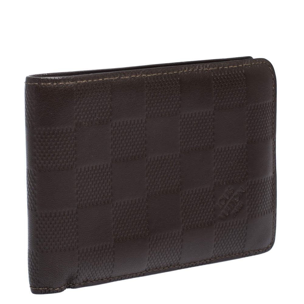 Louis Vuitton Dark Brown Leather Monogram Embossed Bifold Wallet Louis  Vuitton