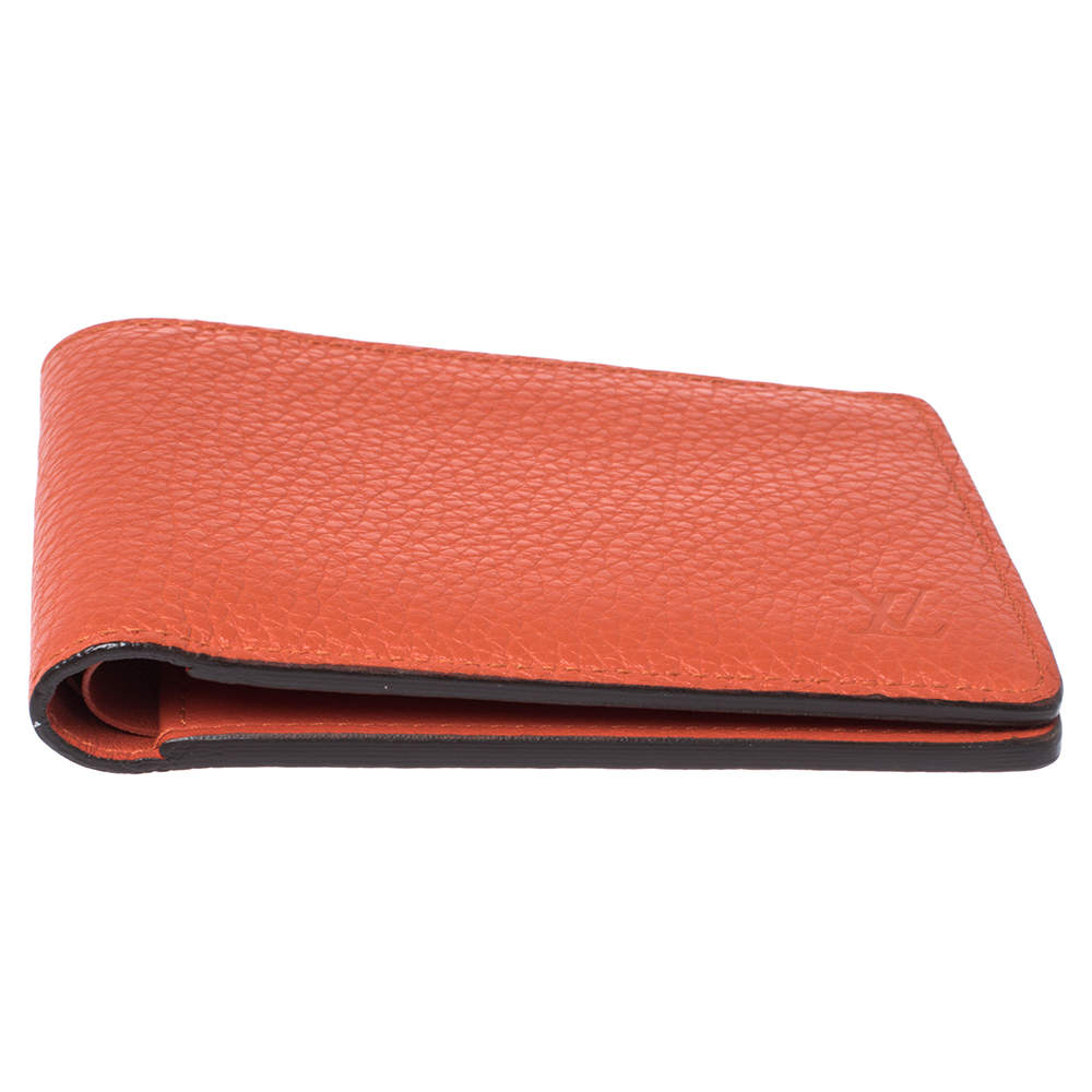 Louis Vuitton Orange Bifold Ribbed Wallet