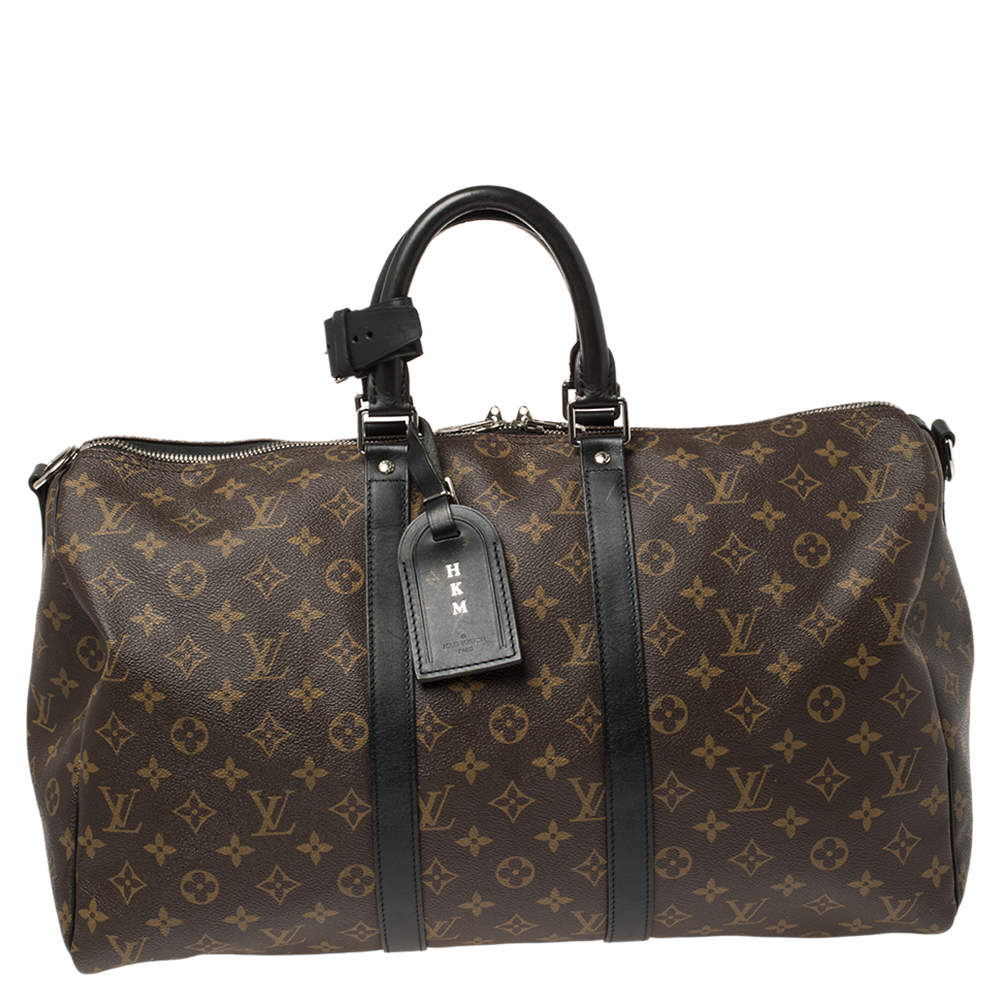 مملوكة مسبقًا Louis Vuitton Black Monogram Canvas Keepall Bandouliere 45 Bag