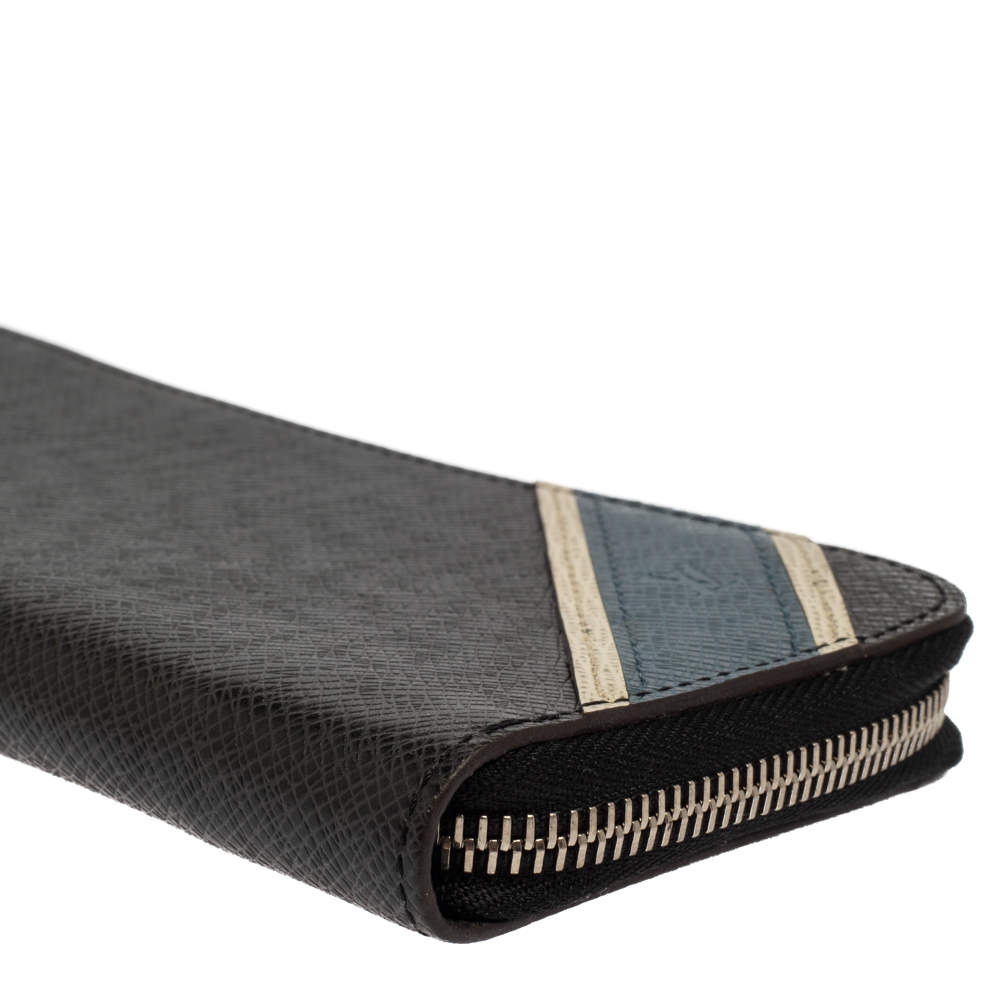 Louis Vuitton Black Taiga Leather Zippy Stripe Vertical Wallet