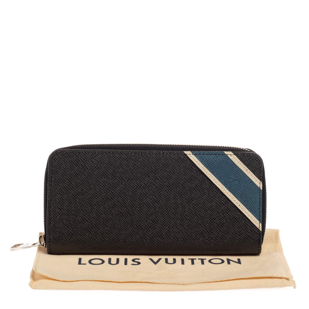 Louis Vuitton Black Taiga Leather Zippy Stripe Vertical Wallet