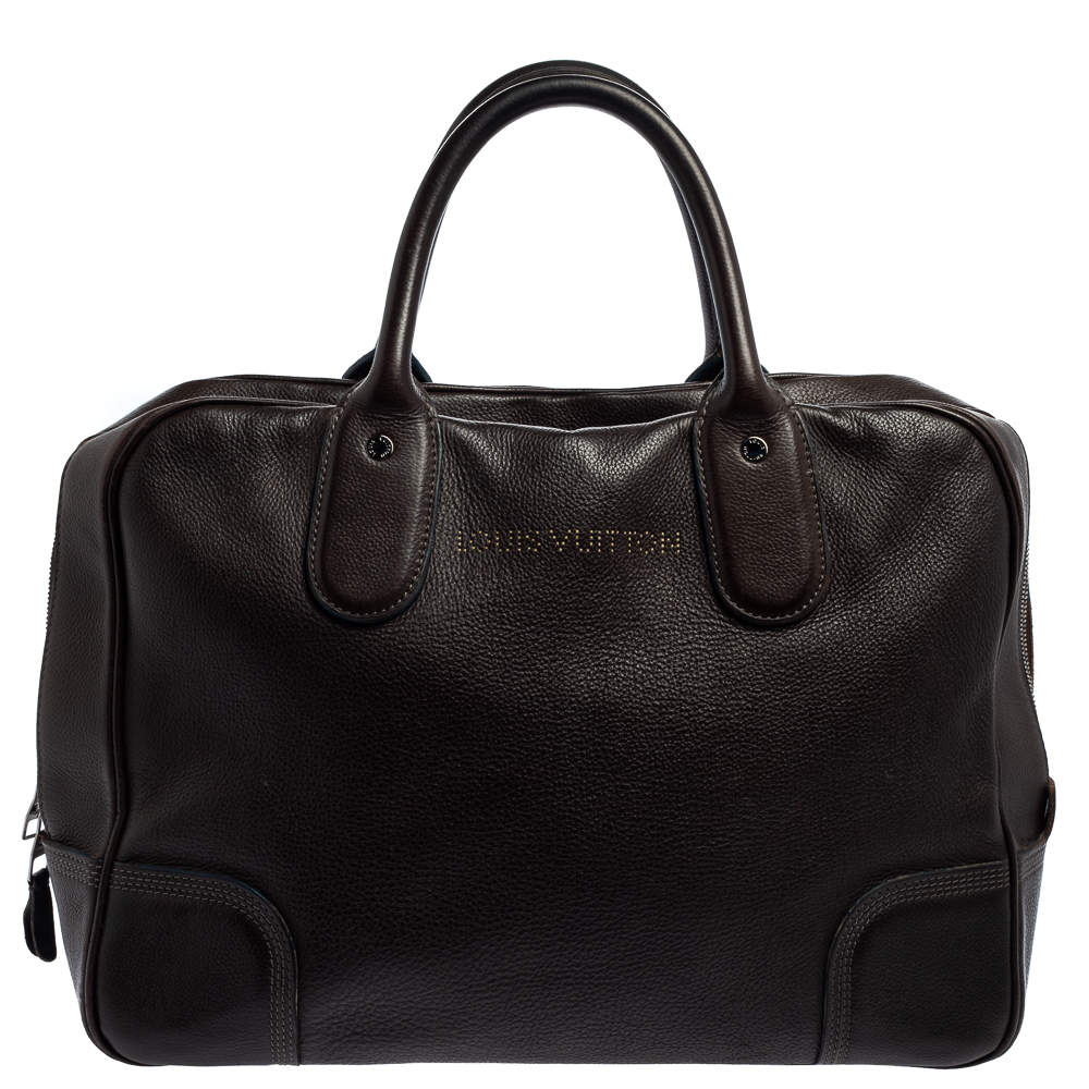 Pre Owned Louis Vuitton Marron Fonce Siwa Leather Soft Briefcase