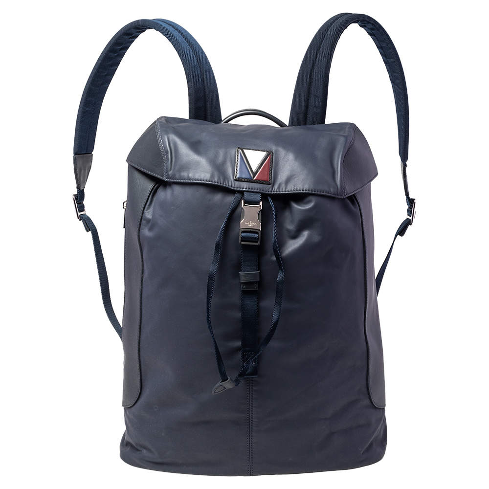 Louis Vuitton Navy Leather and Nylon V Line Pulse Backpack 