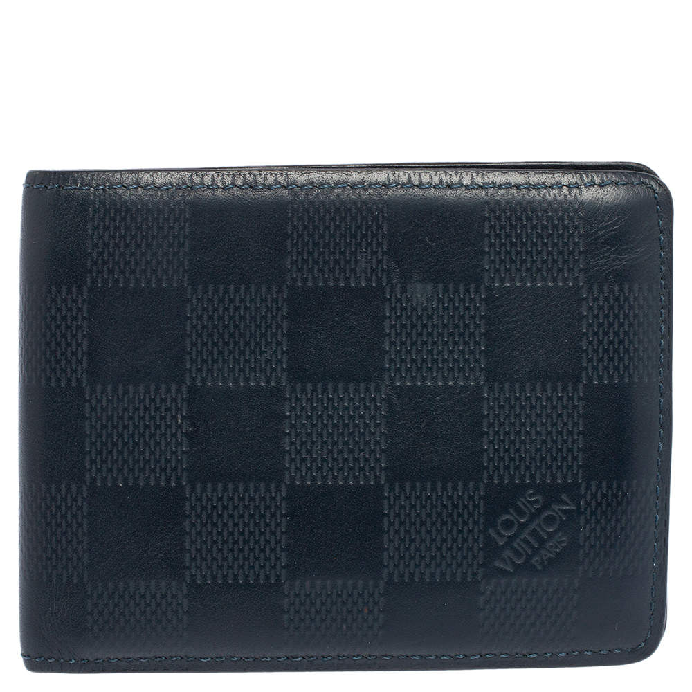 Louis Vuitton Navy Blue Damier Infini Leather Slender Wallet Louis ...