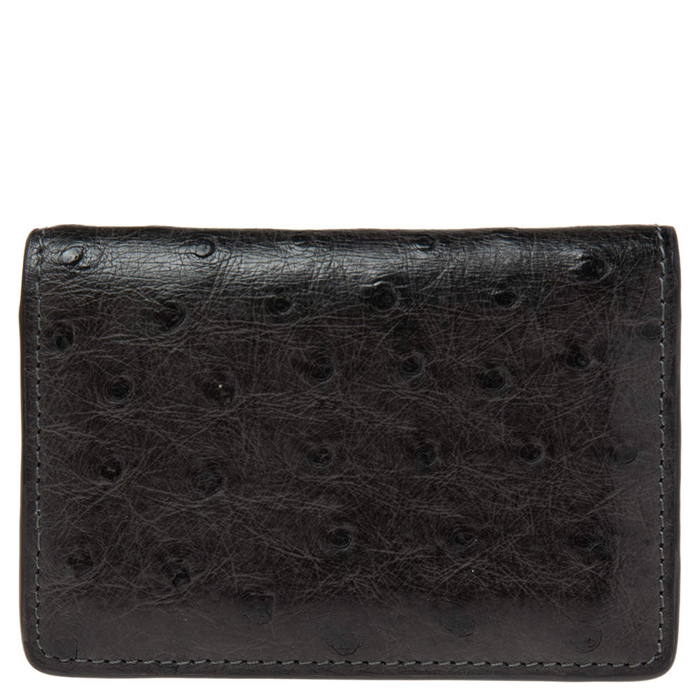 مملوكة مسبقًا Louis Vuitton Grey Ostrich Pocket Organizer