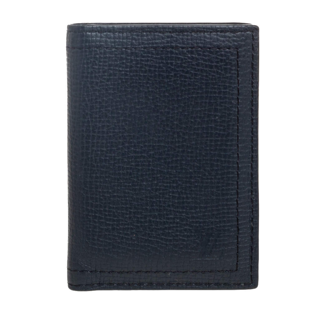 Pre Owned Louis Vuitton Navy Blue Leather Pocket Organizer