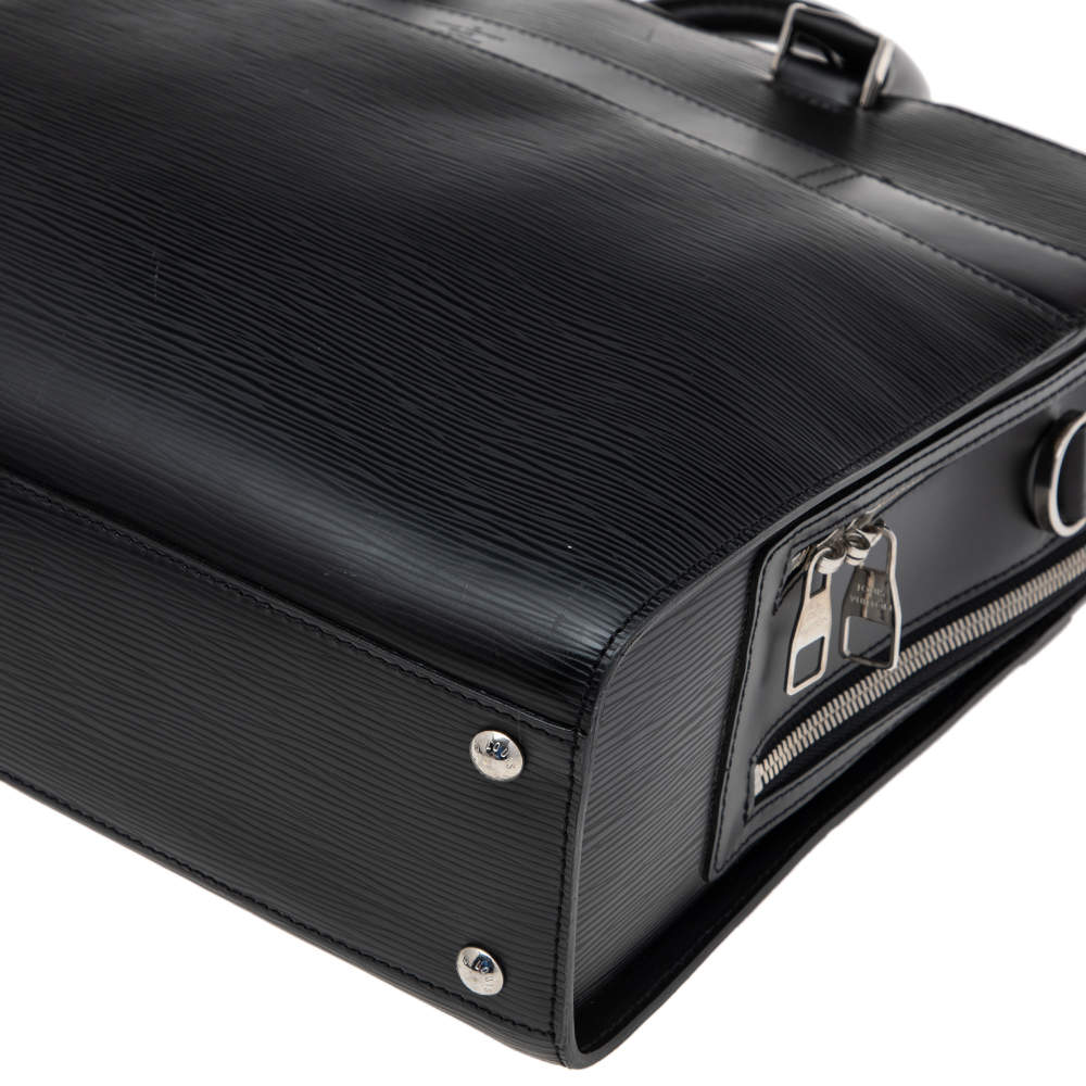Louis Vuitton Black Epi Leather Bassano MM Briefcase Men.