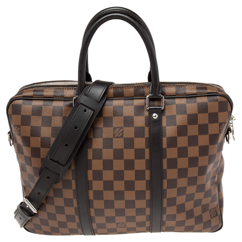 Pre Owned Louis Vuitton Damier Ebene Canvas Porte Documents Voyage PM Bag