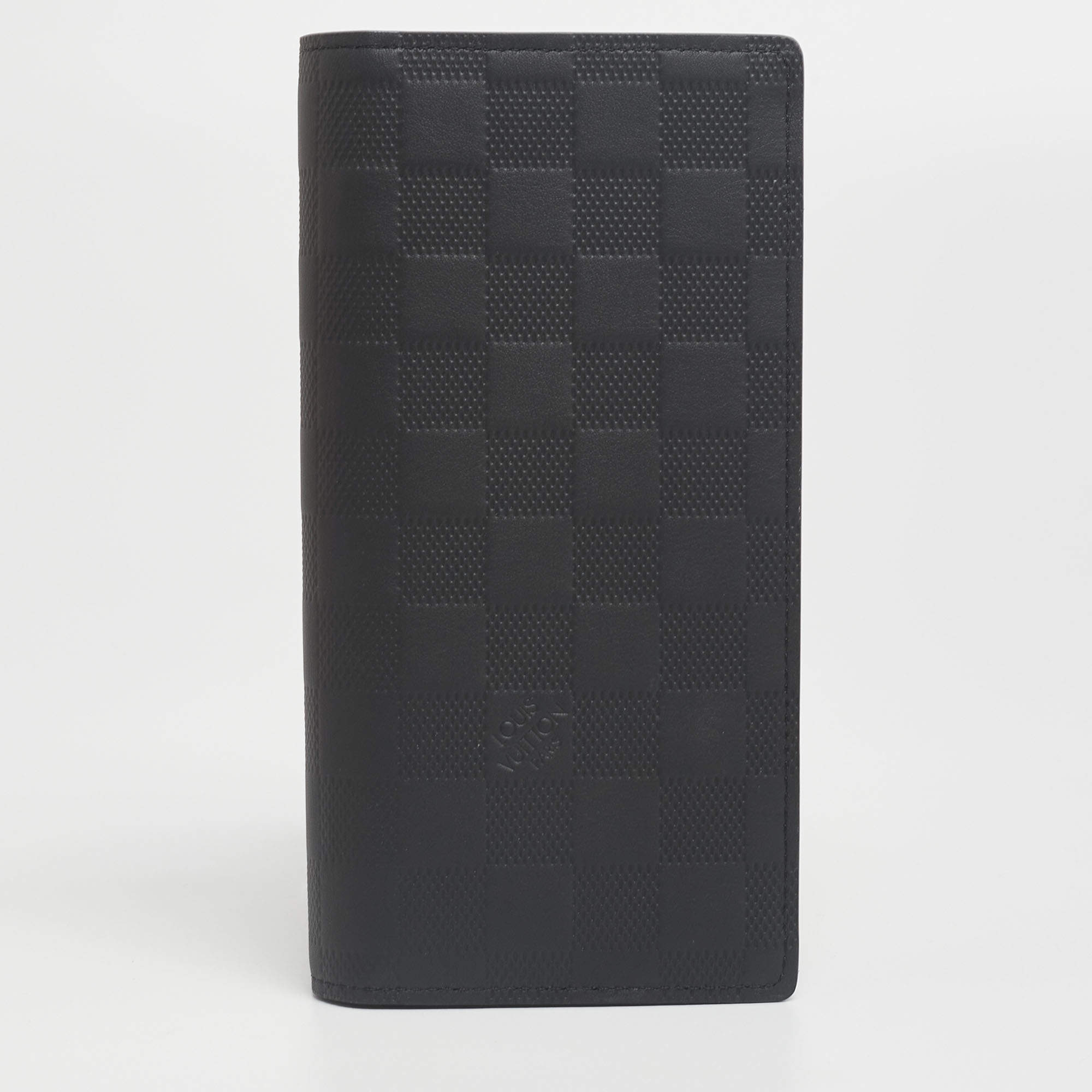 Pre Owned Louis Vuitton Black Damier Infini Leather Brazza Wallet