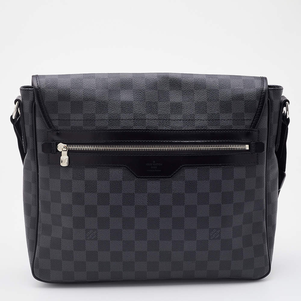 Louis Vuitton Damier Graphite District MM Leather Fabric Black Shoulder bag  712