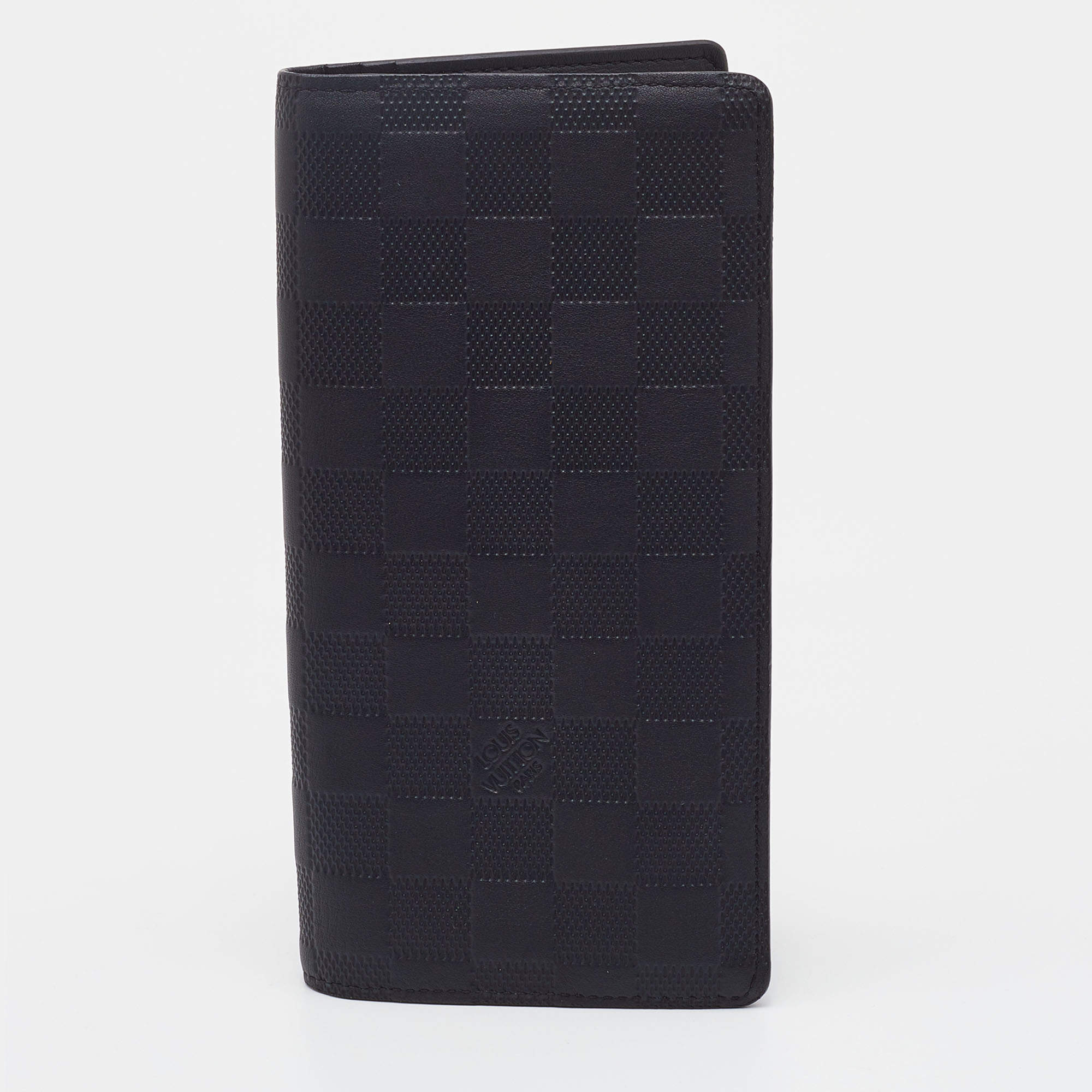 Pre Owned Louis Vuitton Black Damier Infini Leather Brazza Wallet