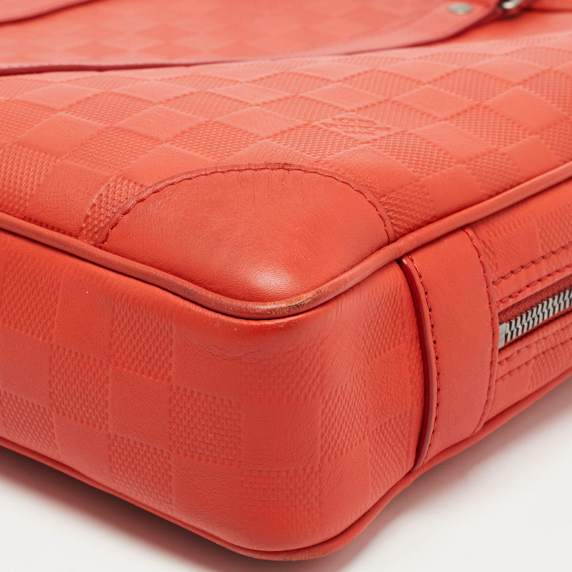 Louis Vuitton Red Orange Damier Infini Leather Porte Documents