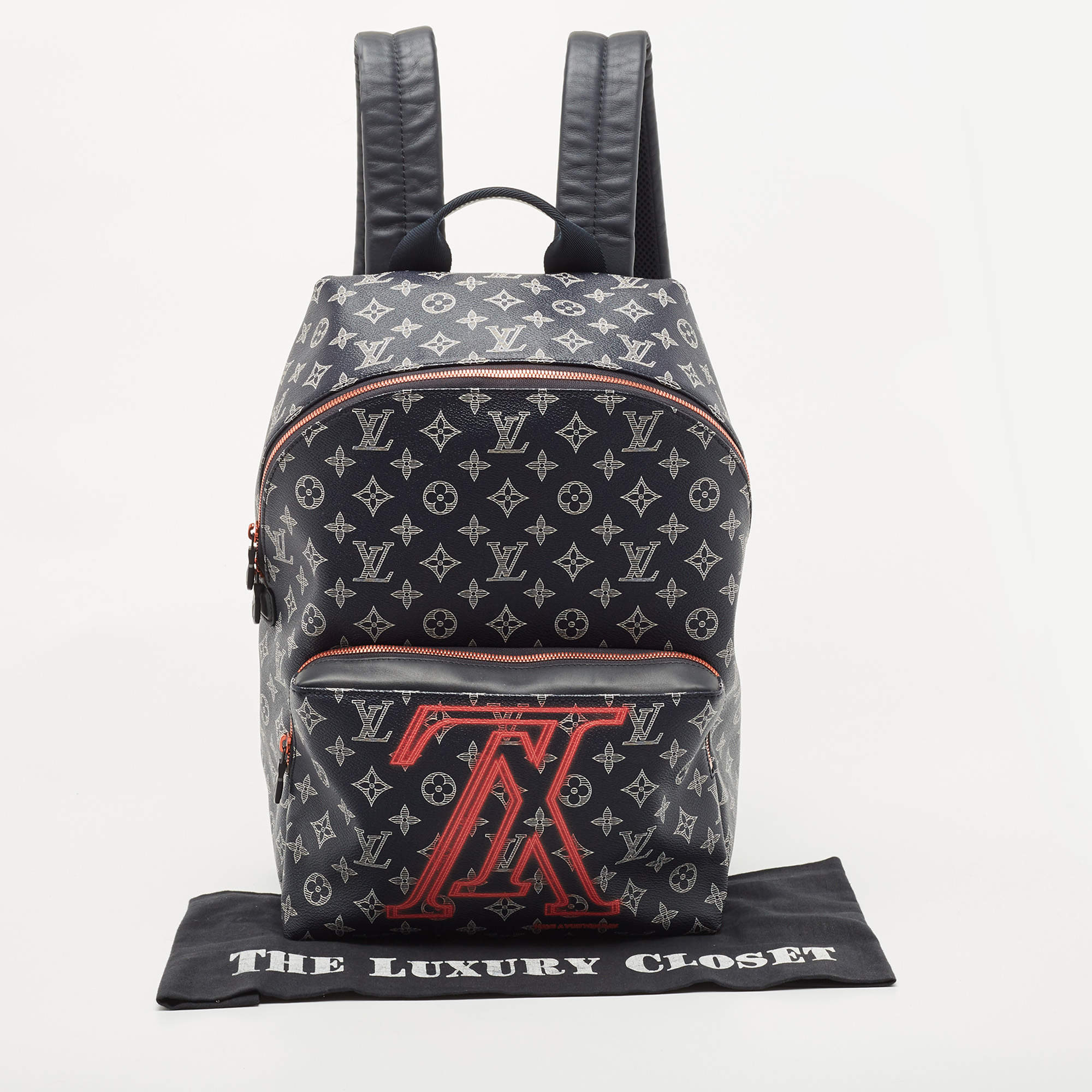 Louis Vuitton Apollo Backpack Monogram Upside Down Ink Navy in Coated  Canvas with Orange-tone - US