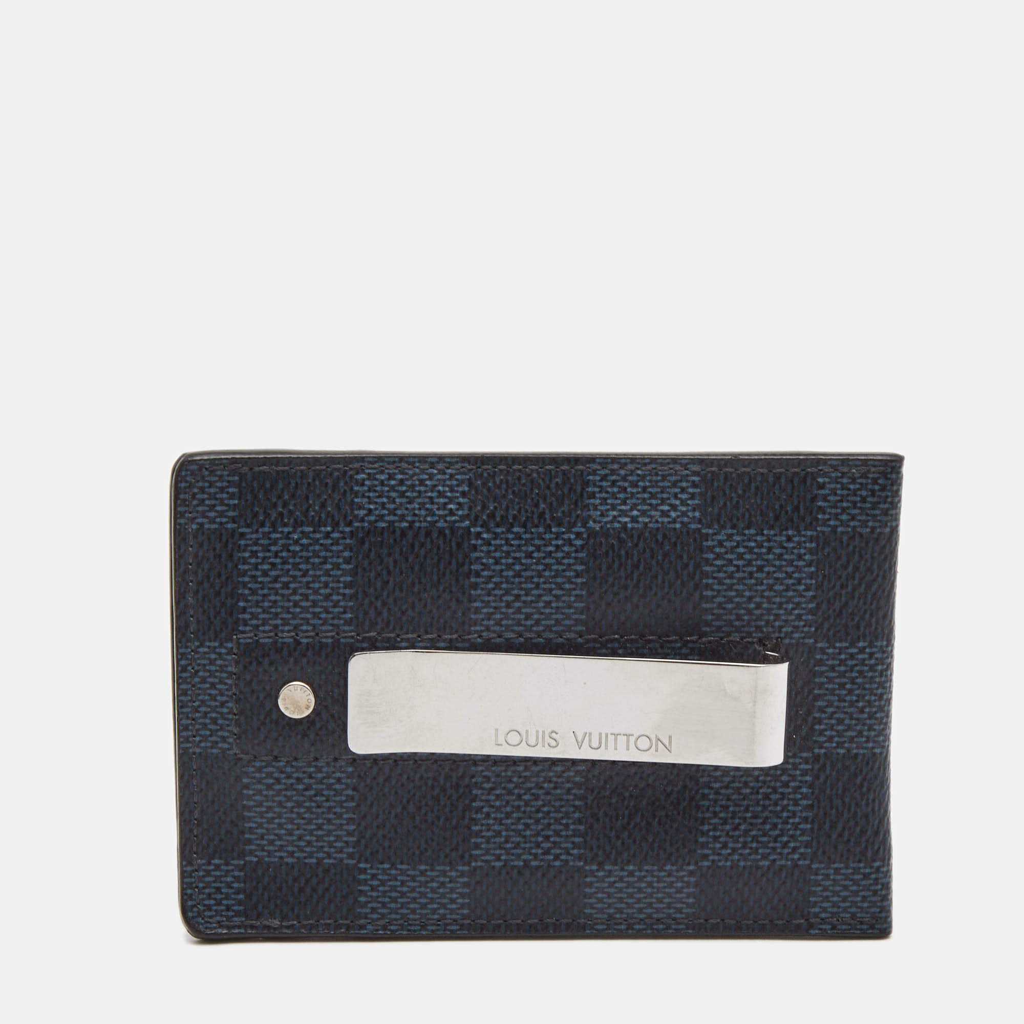 Louis Vuitton Men's Damier Cobalt Card Holder/Money Clip SHW For