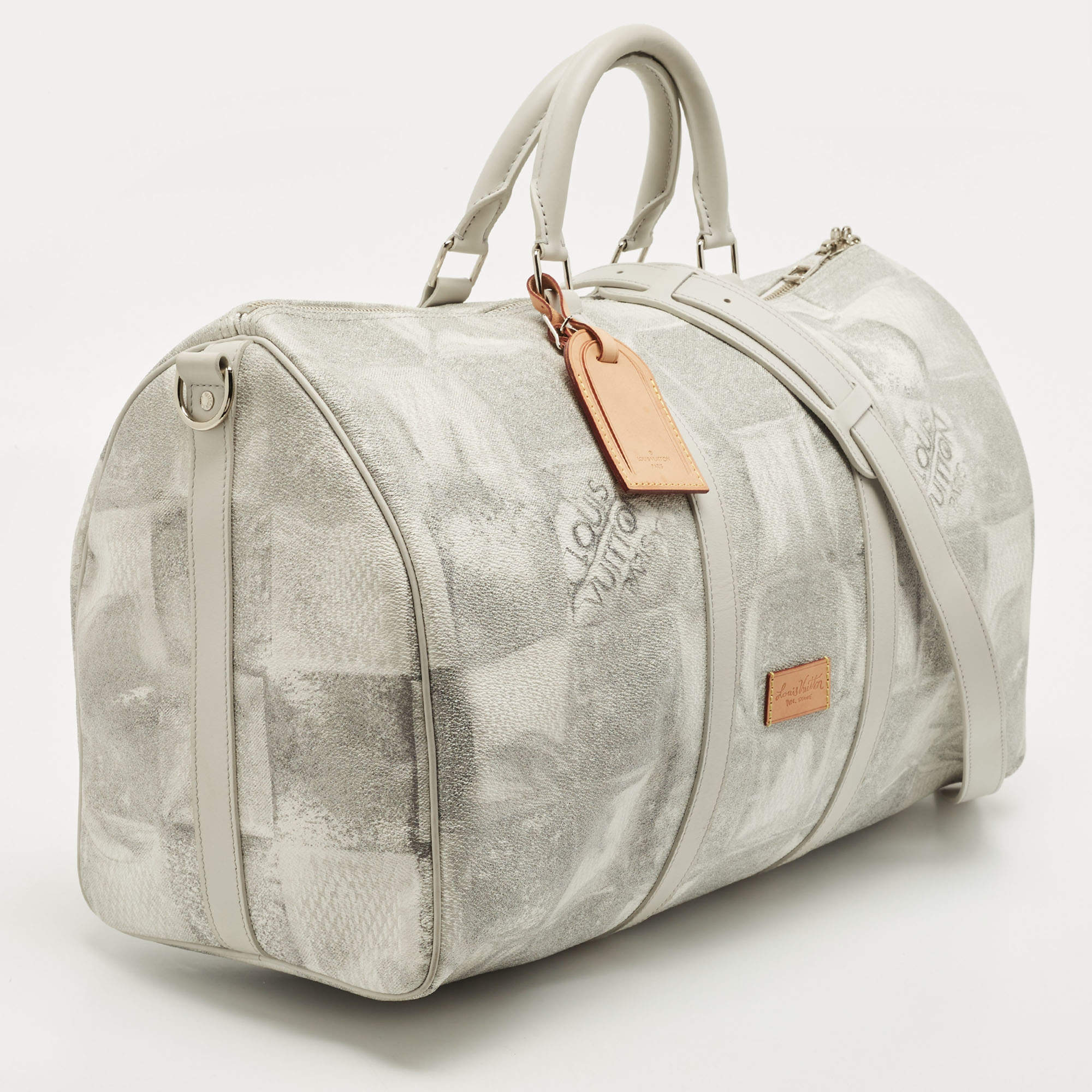 Louis Vuitton Keepall Bandouliere 50 Damier Salt Marine in Coated Canvas  with Silver-tone - US