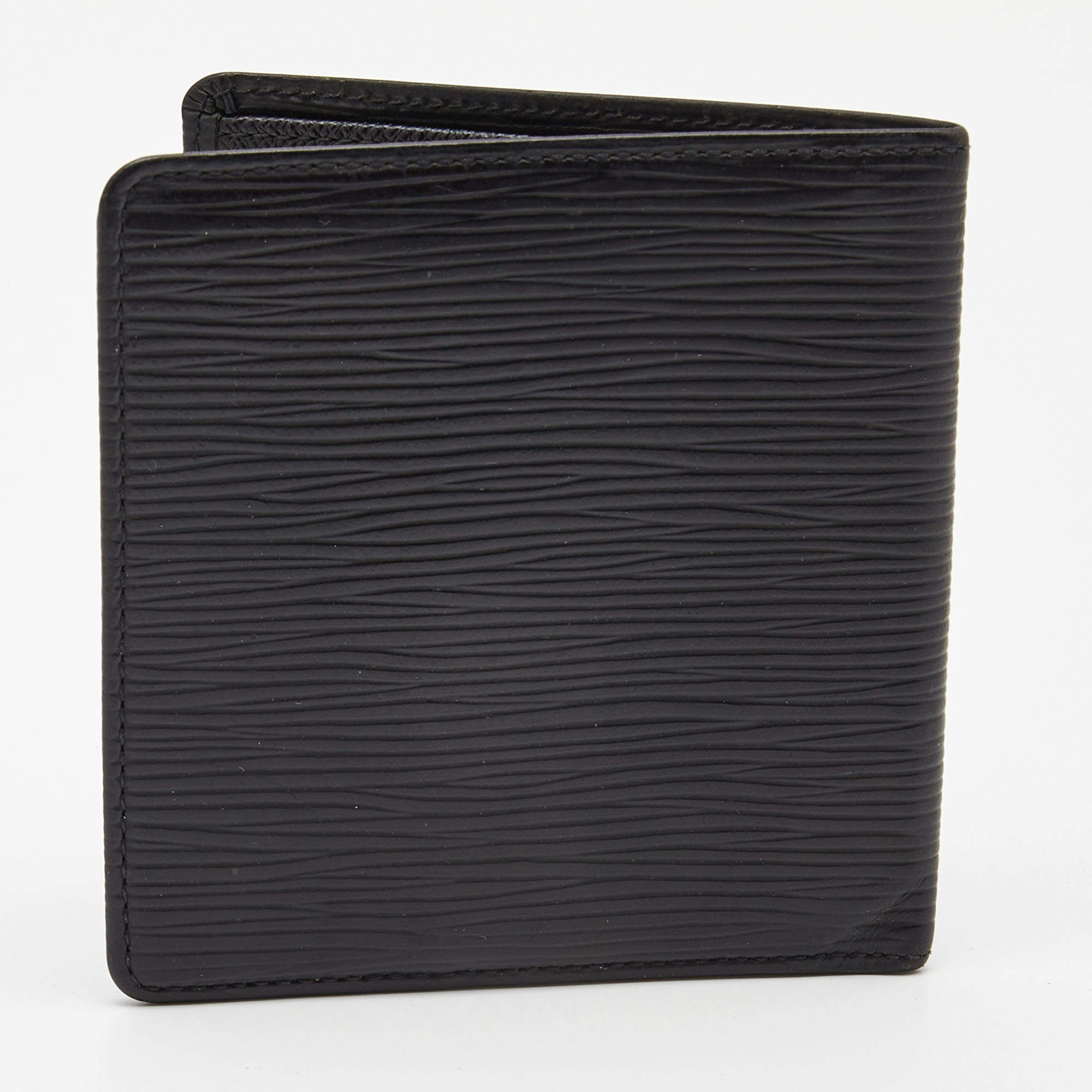 Louis Vuitton Womens Elise EPI Leather Compact Square Bifold Wallet Black