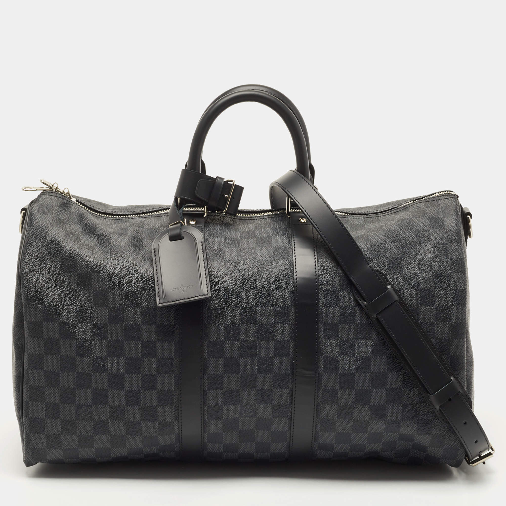 Pre Owned Louis Vuitton Damier Graphite Canvas Keepall Bandoulière 45 Bag