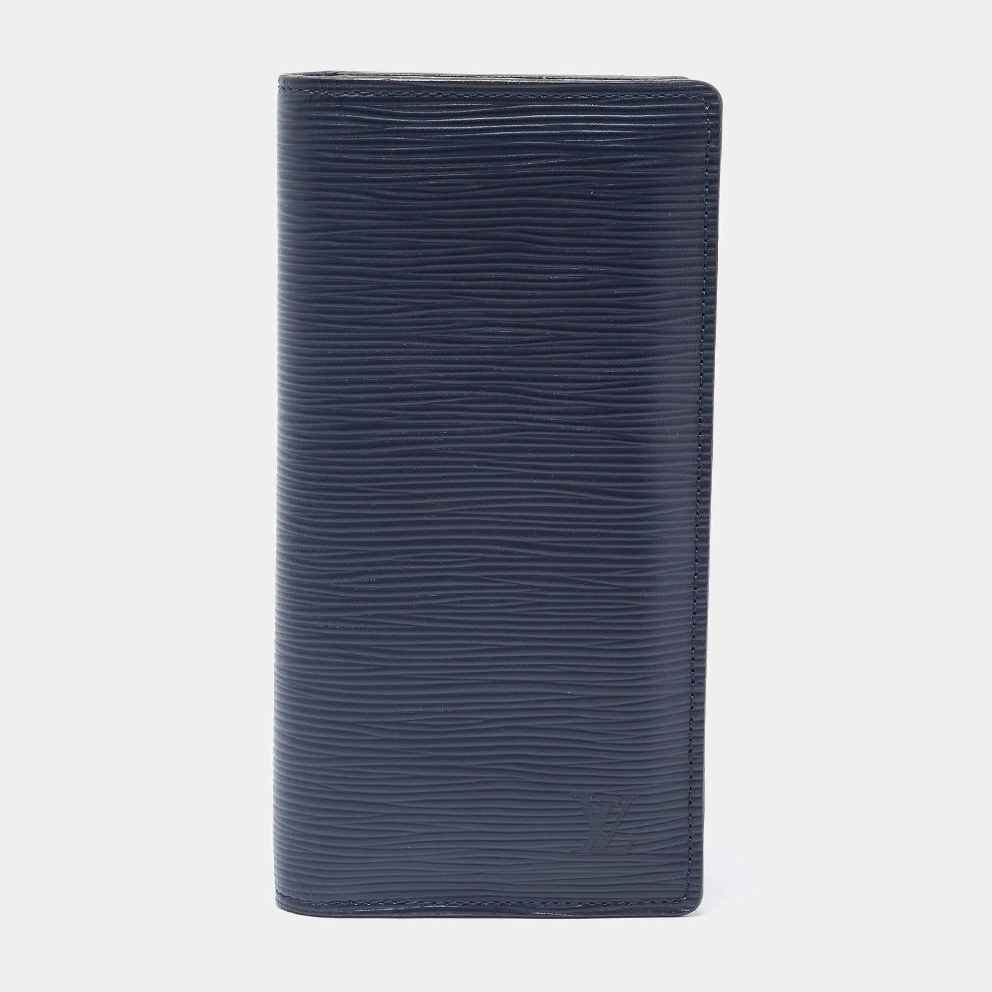 Pre Owned Louis Vuitton Navy Blue Epi Leather Brazza Wallet