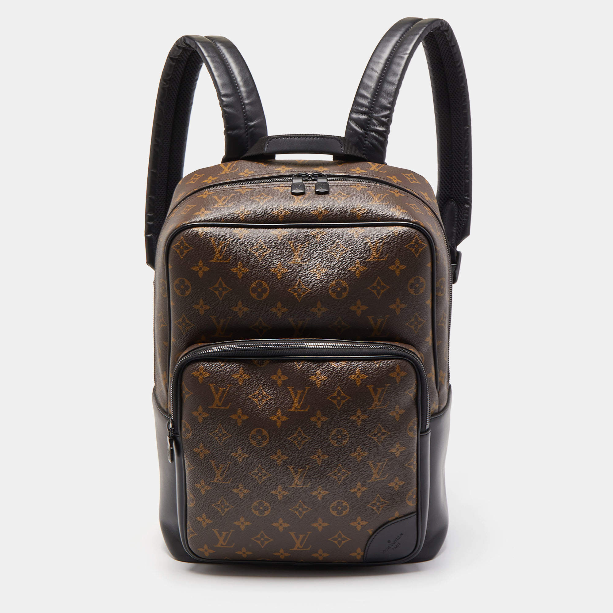 Louis Vuitton Monogram Macassar & Blue Leather Dean Backpack, myGemma