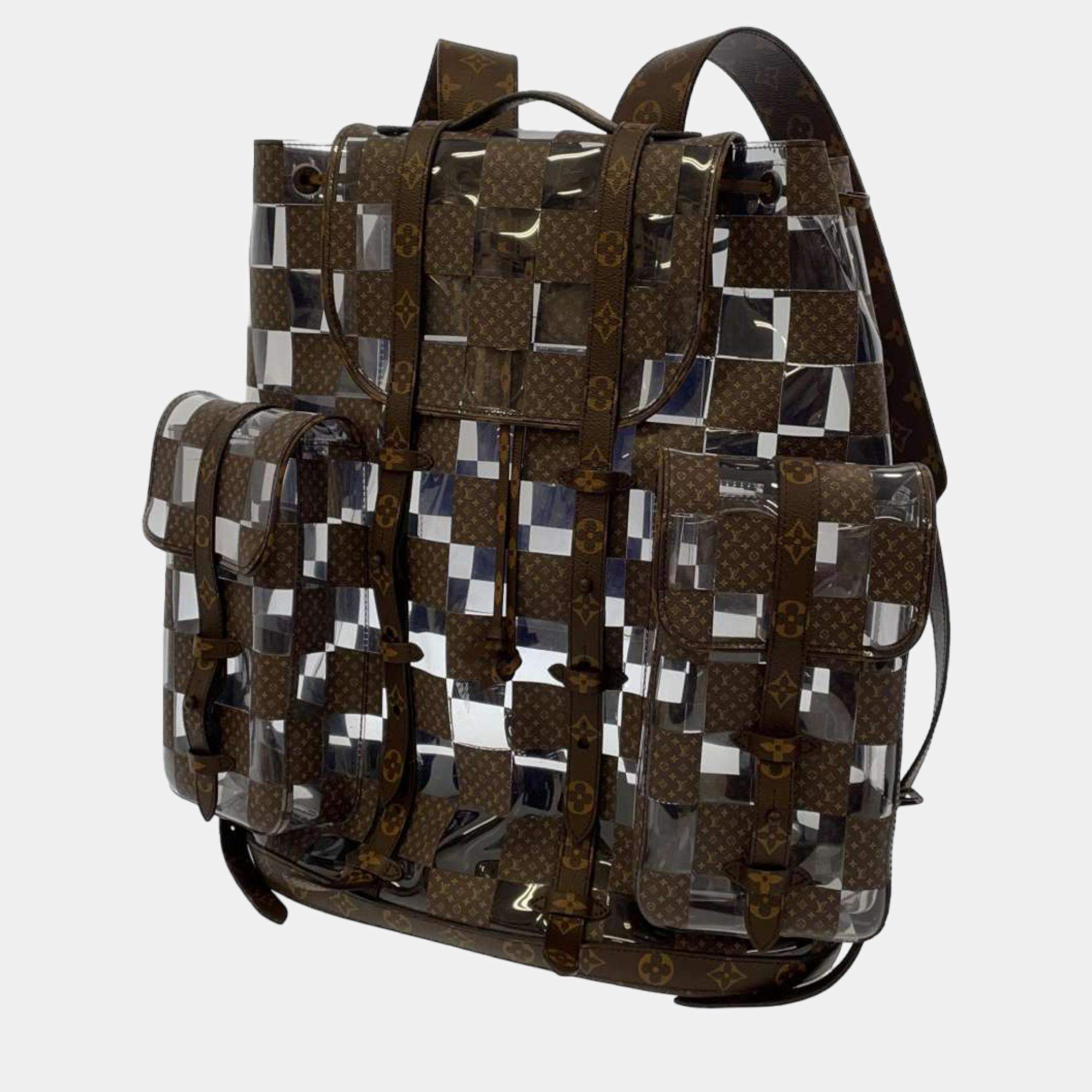 Christopher backpack cloth bag Louis Vuitton Brown in Cloth - 35604980