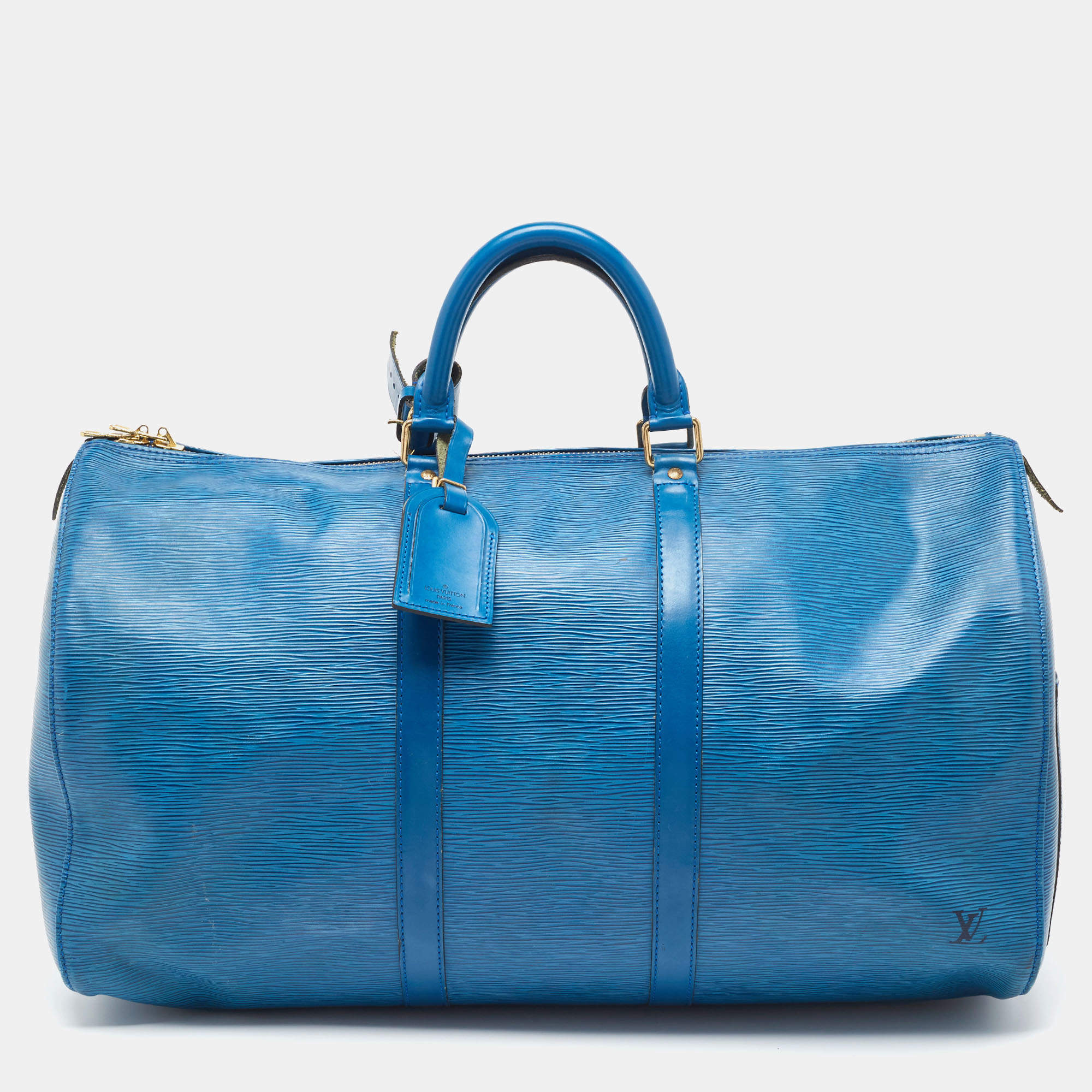 Louis Vuitton Blue Toledo Epi Leather Keepall 50 Bag