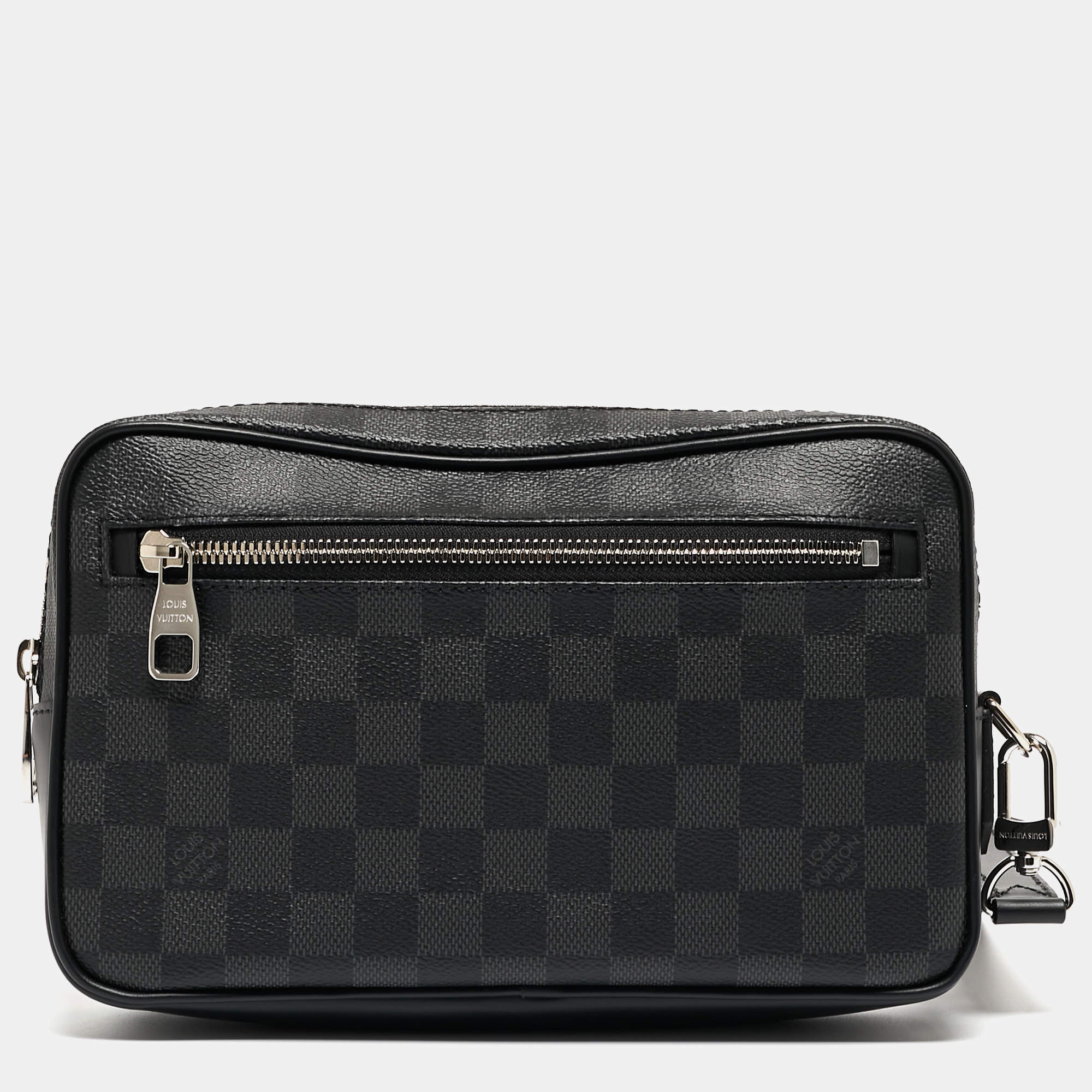 مملوكة مسبقًا Louis Vuitton Damier Graphite And Leather Kasai Wristlet Bag