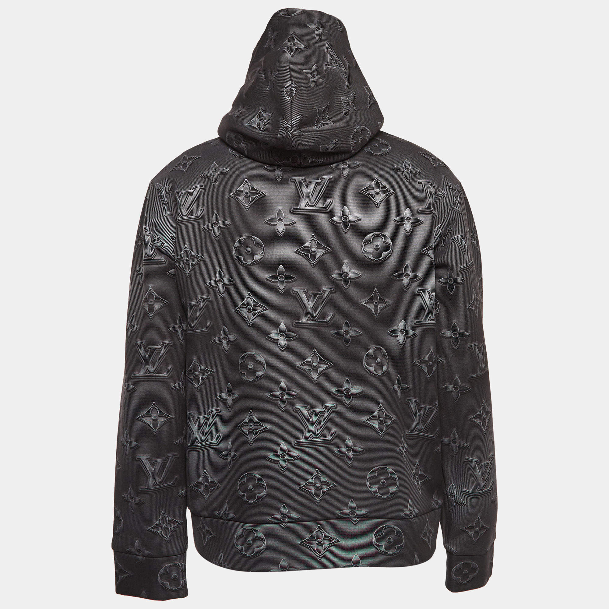 Louis Vuitton Grey 3D Monogram Cotton Knit Hoodie M Louis Vuitton TLC